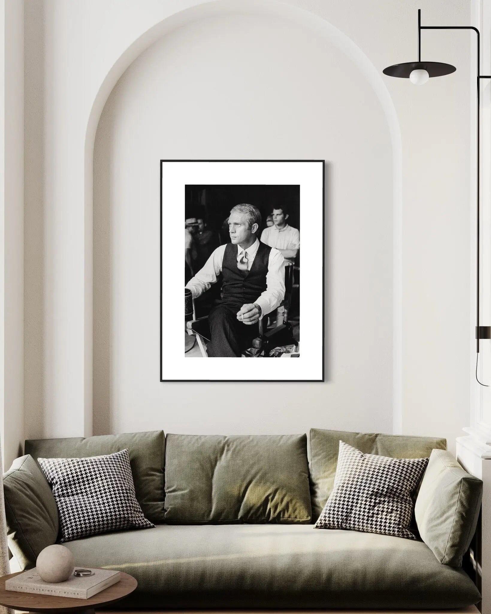 Steve McQueen on Set 1968 styled in a contemporary interior setting