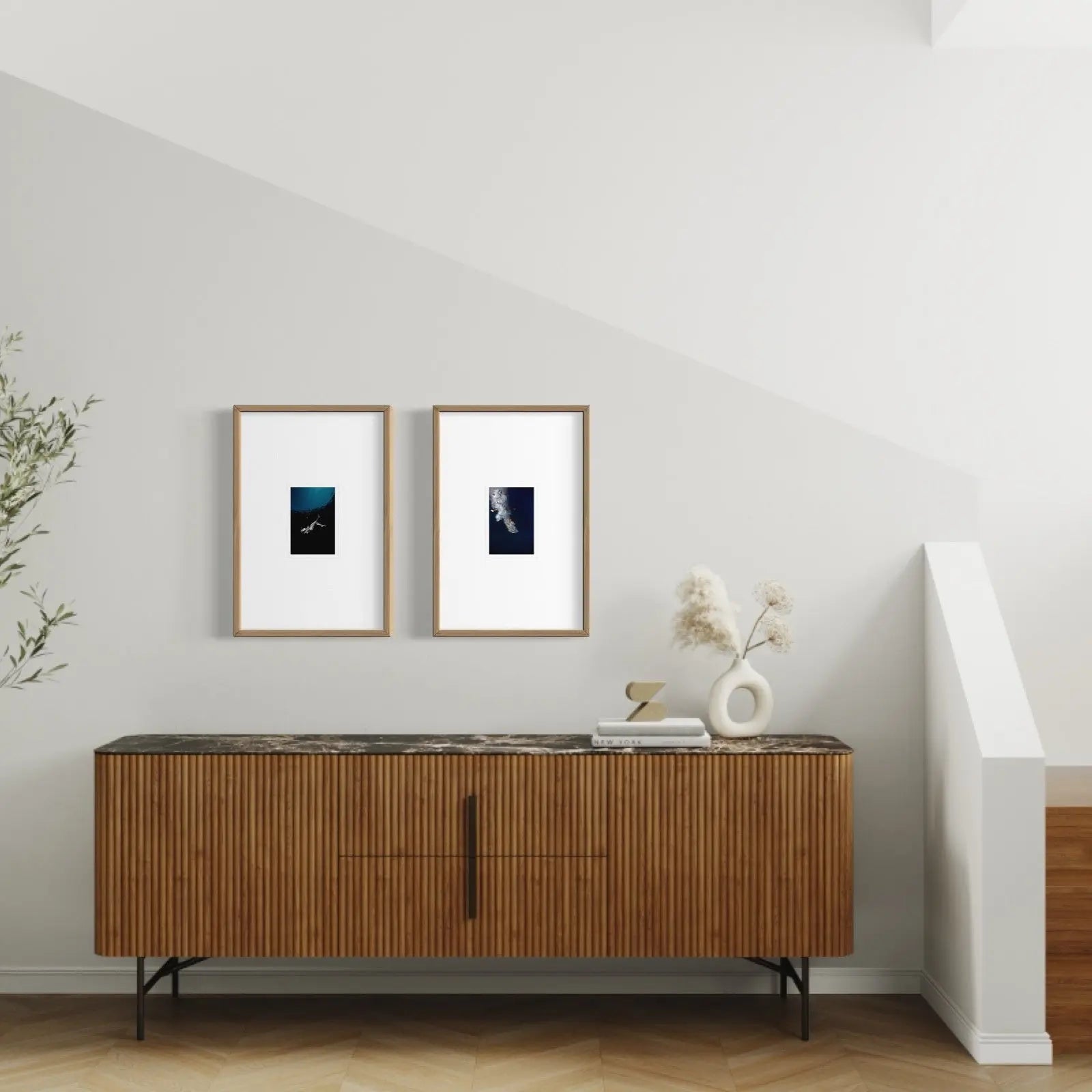Suspension with Apples by Enric Gener displayed in a modern living room interior