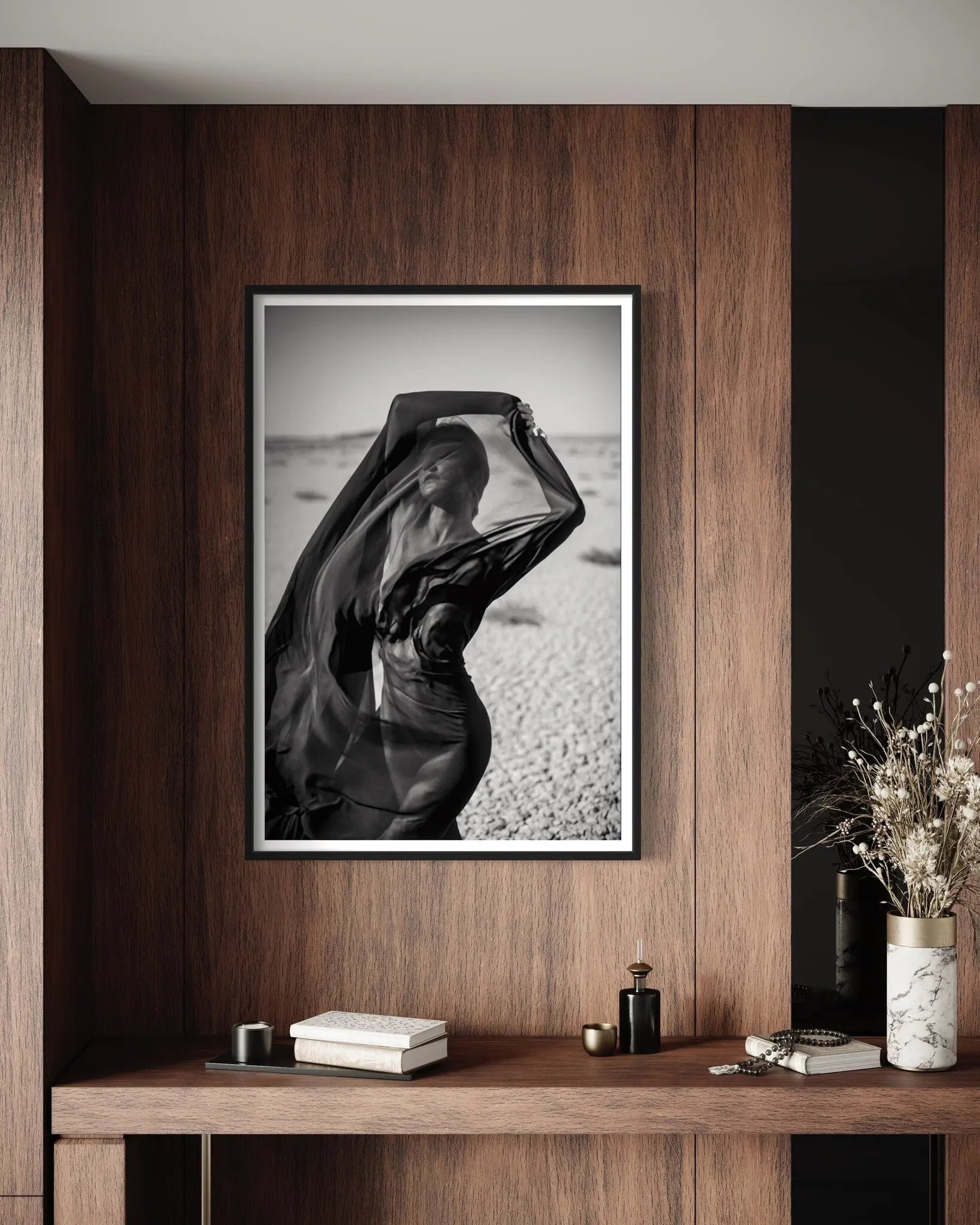 Playing With The Wind in The Desert by Nikola Miljkovic displayed in a modern living room interior