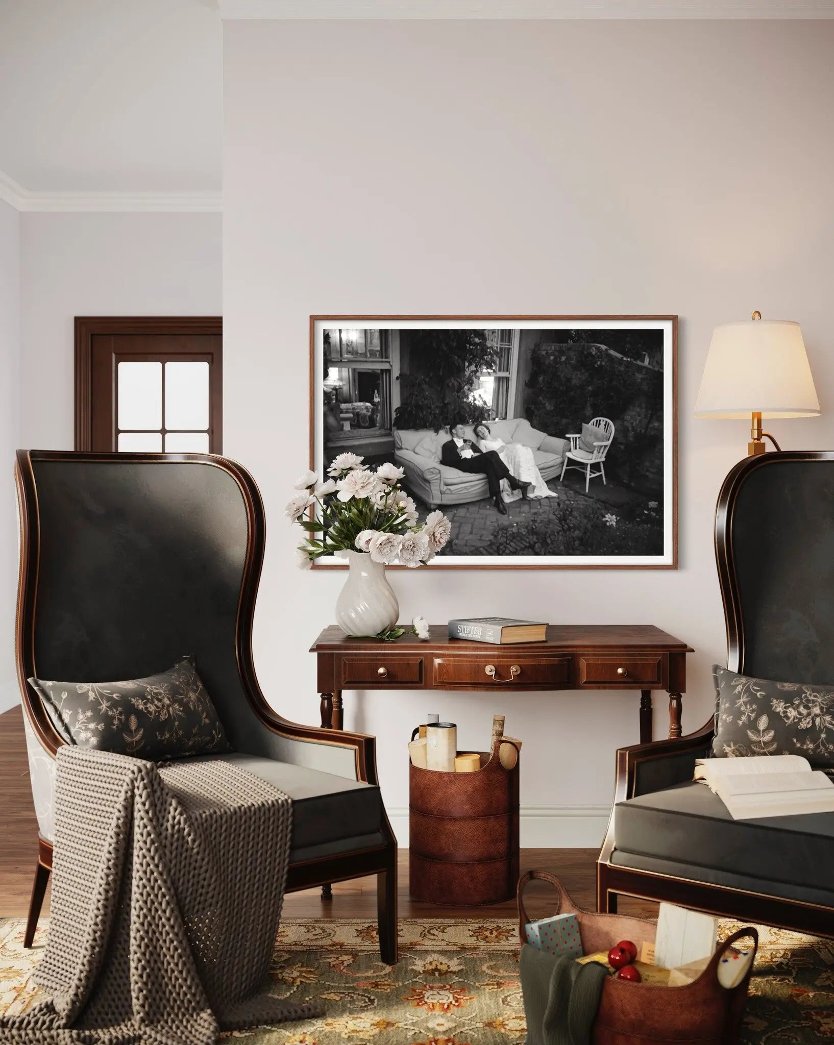 Couple at Party, 1955 Debutante Ball shown in a minimalist home decor setting