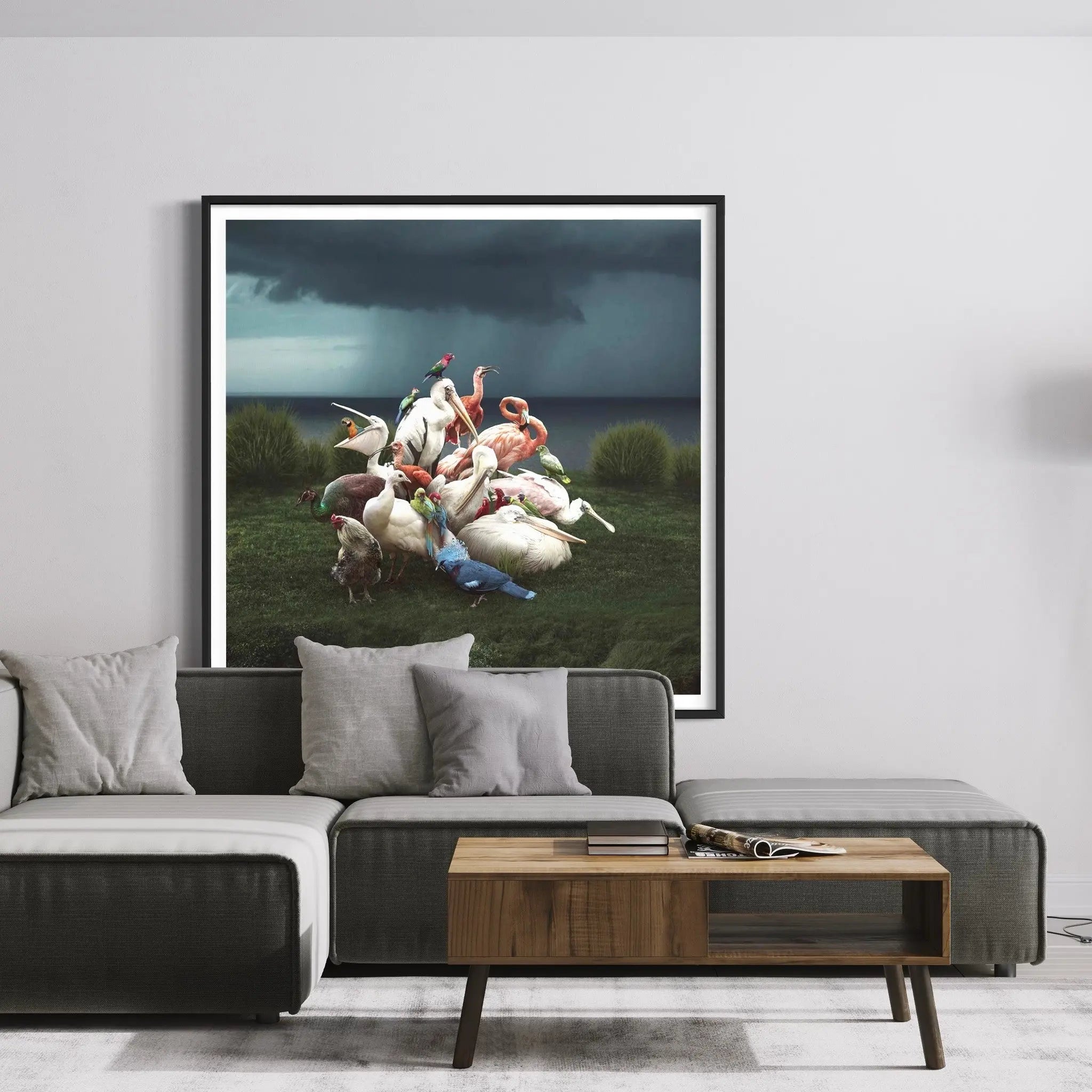 Portrait of Tropical Birds by Vizerskaya featured in an elegant interior space