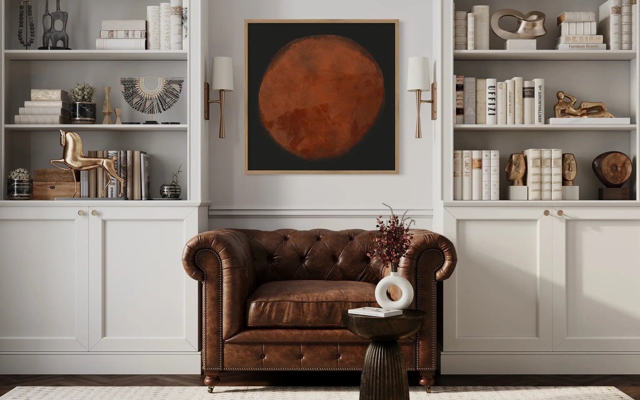 Red Poem by Alejandro Franseschini showcased in a designer room setting