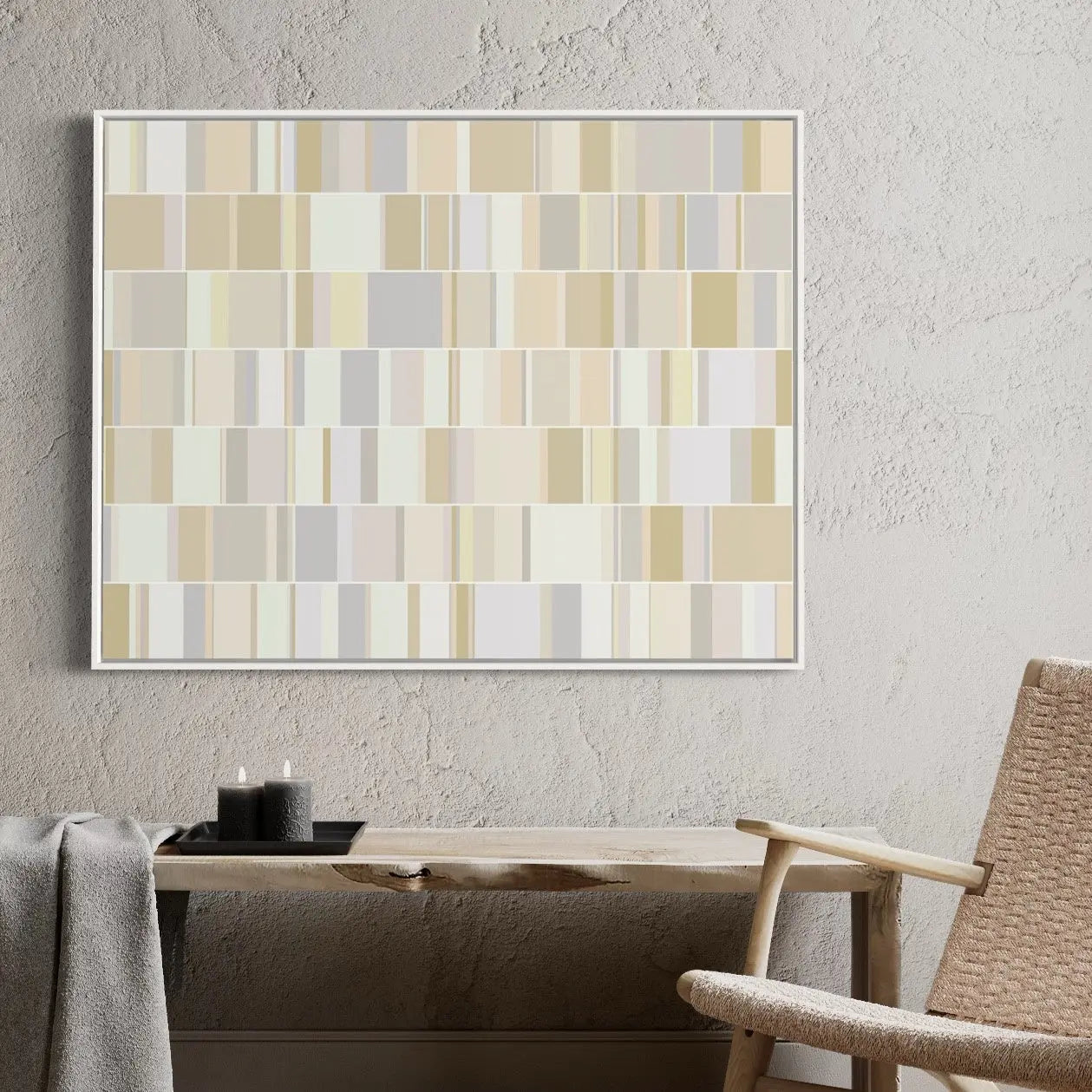 Neutral Domino Modernist Pattern by Alejandro Franseschini presented in a curated interior design