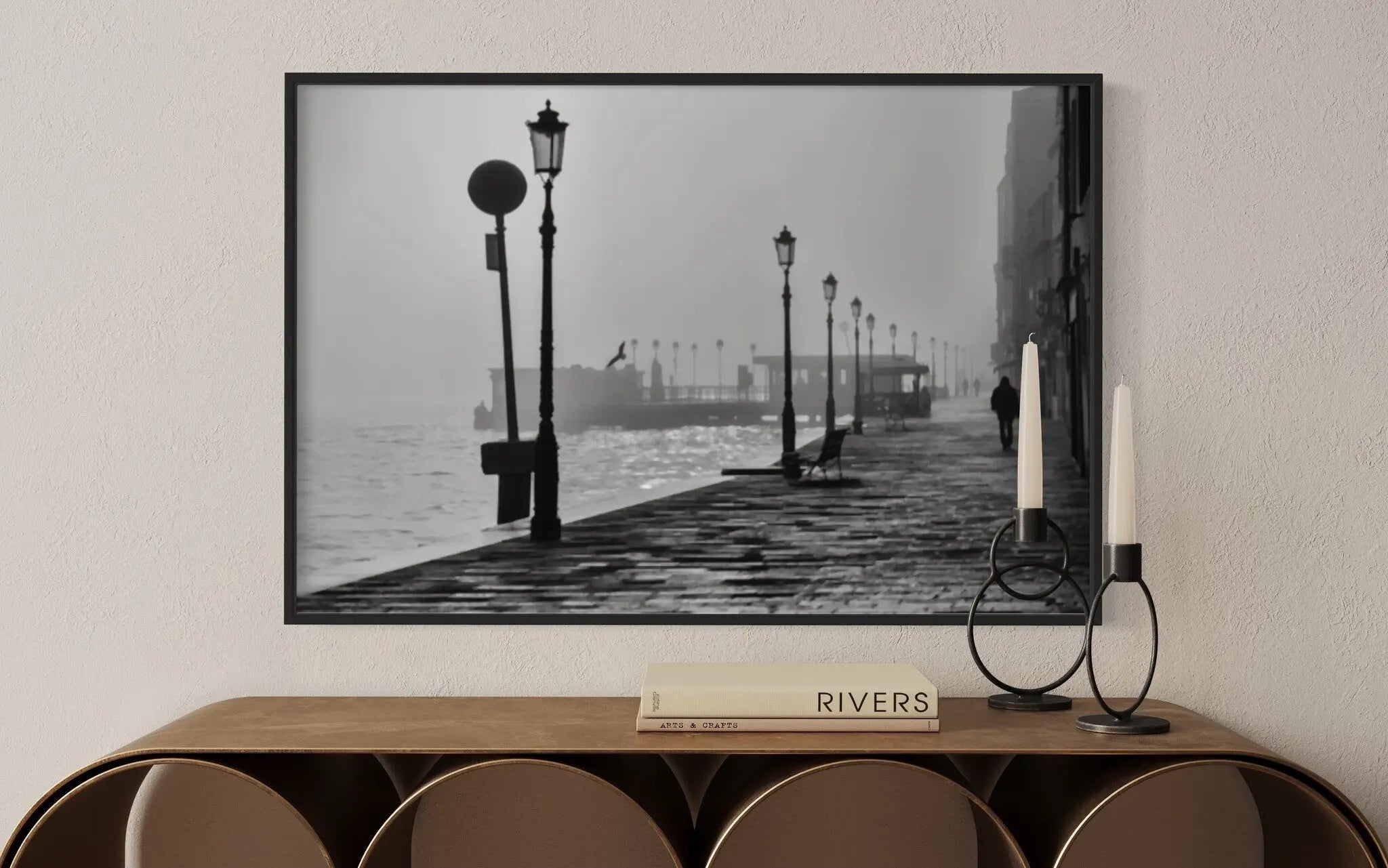 Morning Fog in Venice displayed in a modern living room interior