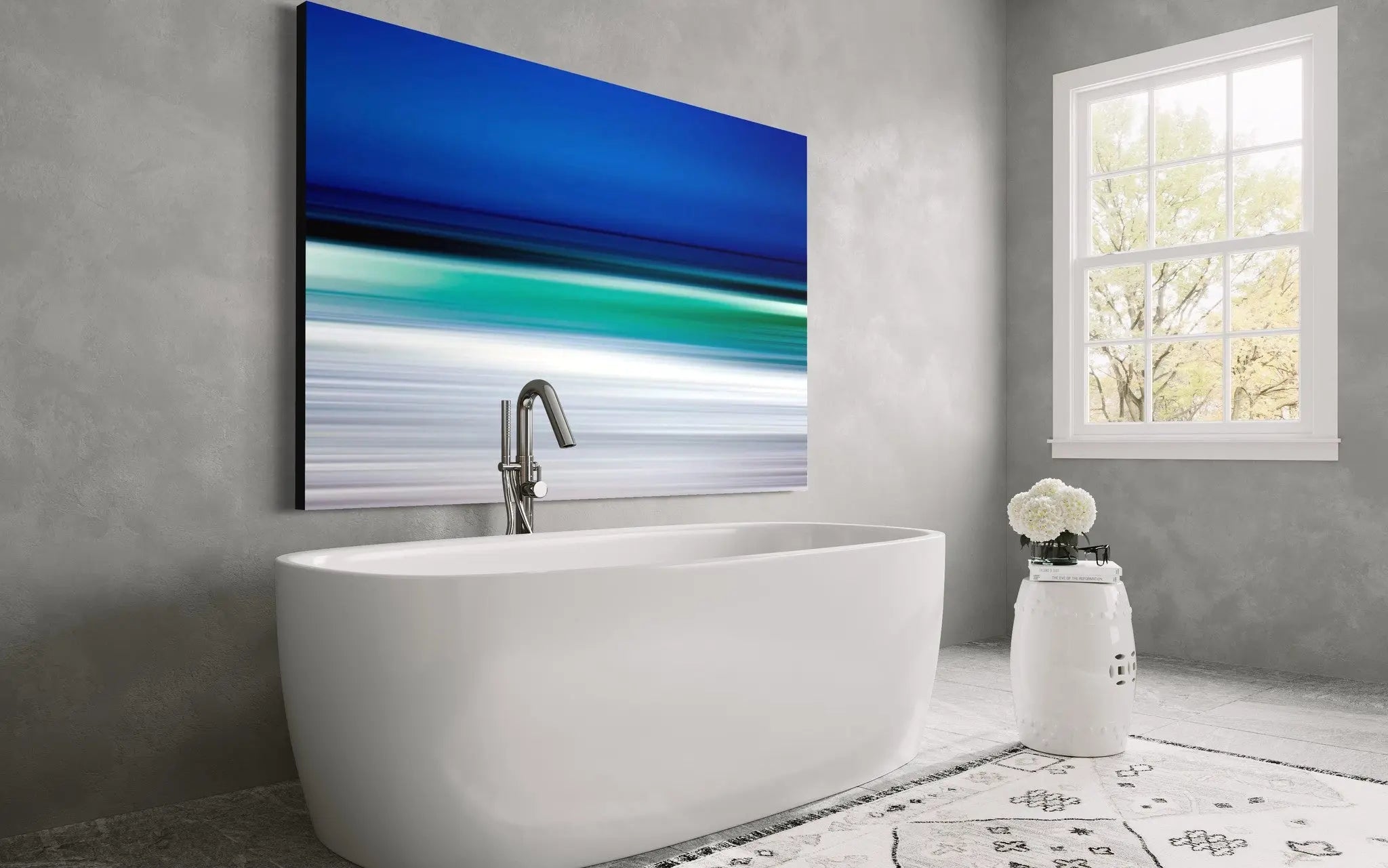 Turquoise Blur showcased in a designer room setting