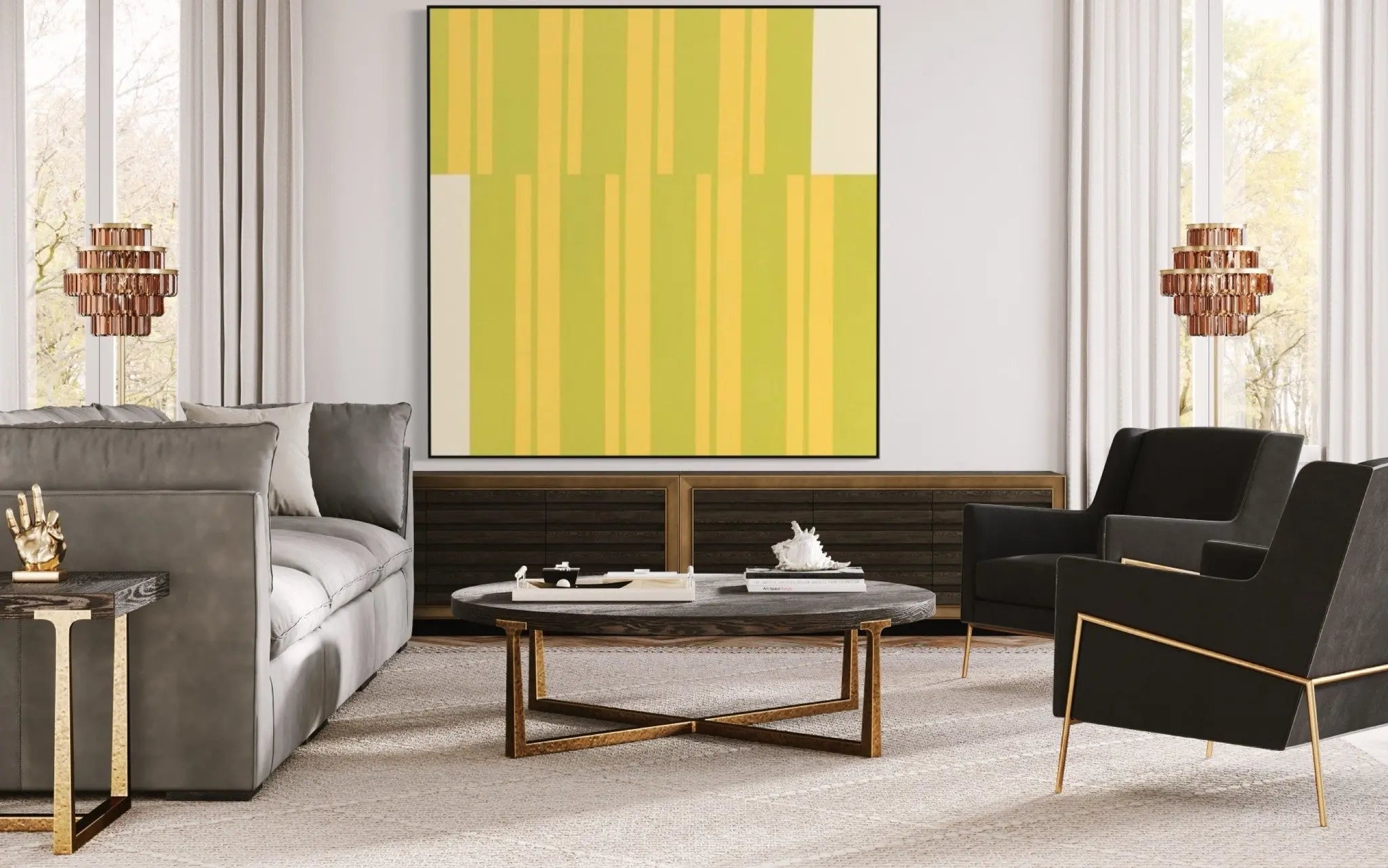 Stripes #01 by Rodrigo Martin showcased in a designer room setting