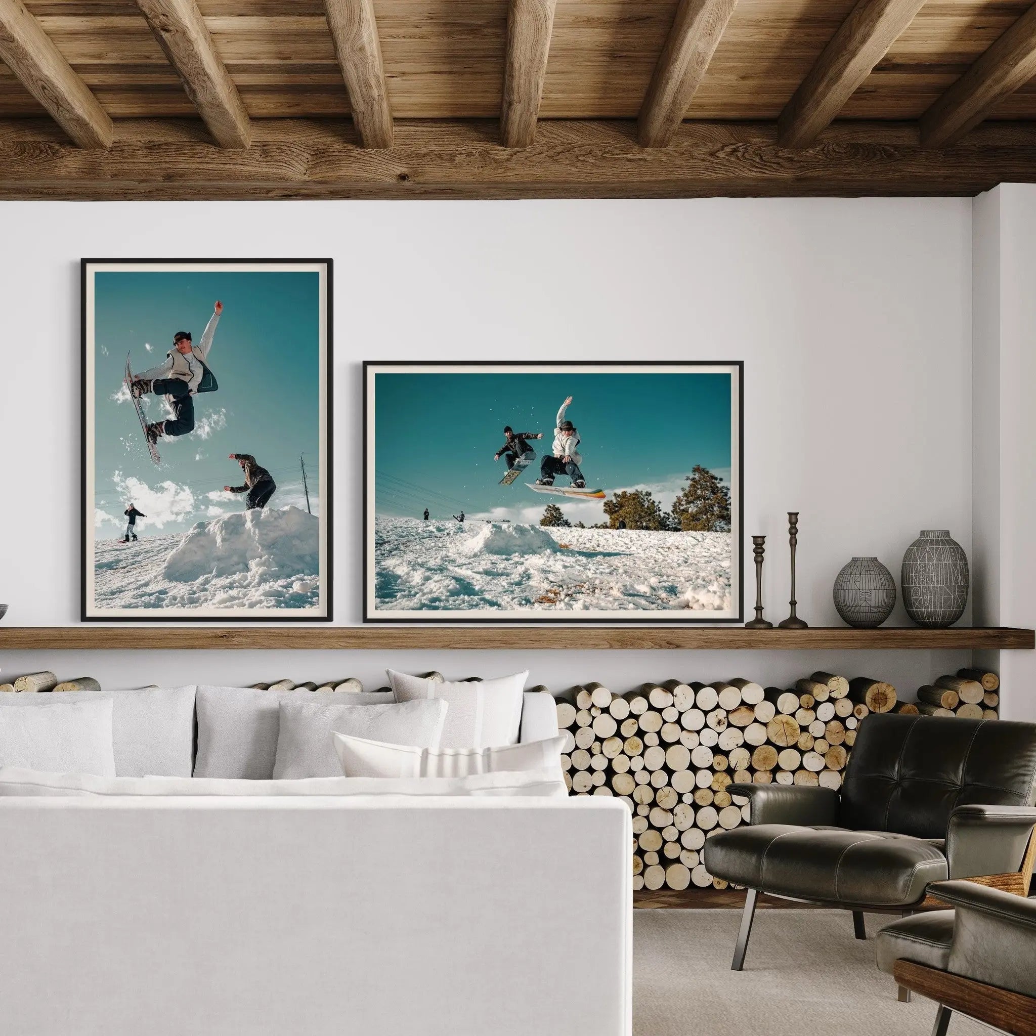 Snowboarders by C. Lloyd styled in a contemporary interior setting