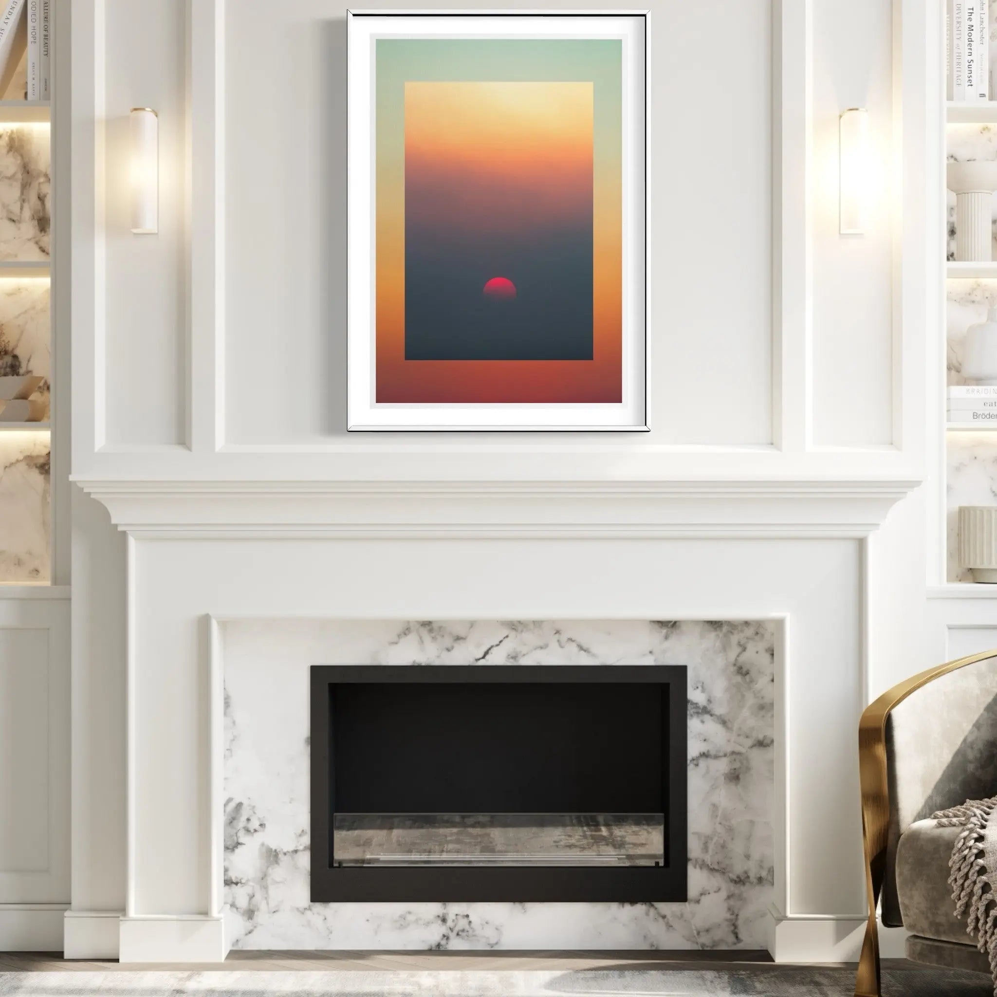 Red Moon Sunset by Francesco Alessandrini styled in a contemporary interior setting