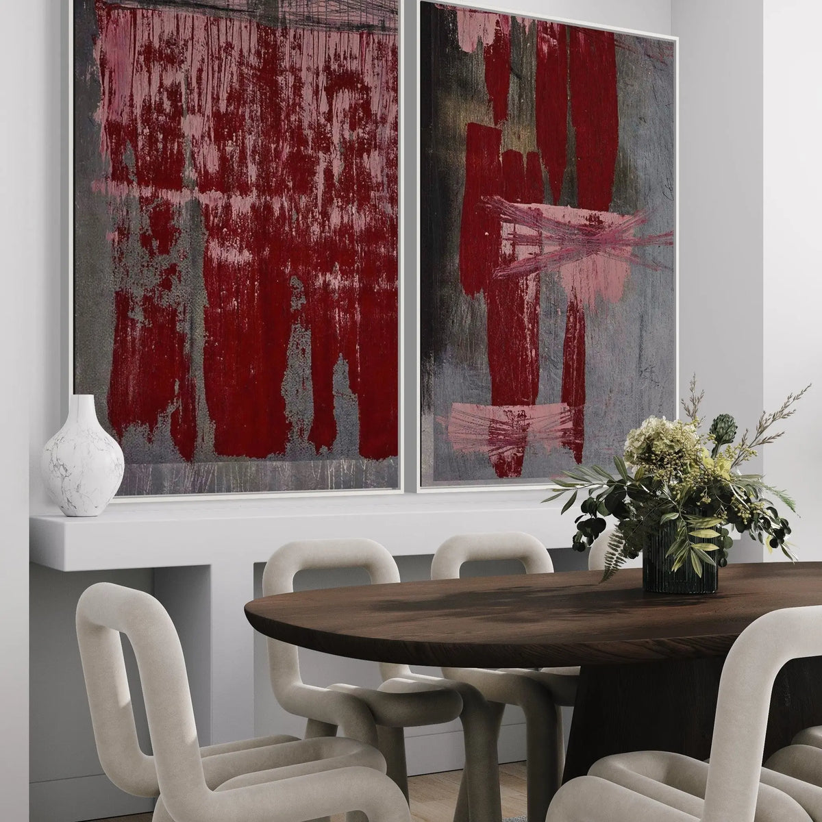 Universal Syncopations 2 by Evelyn Ogly styled in a contemporary interior setting
