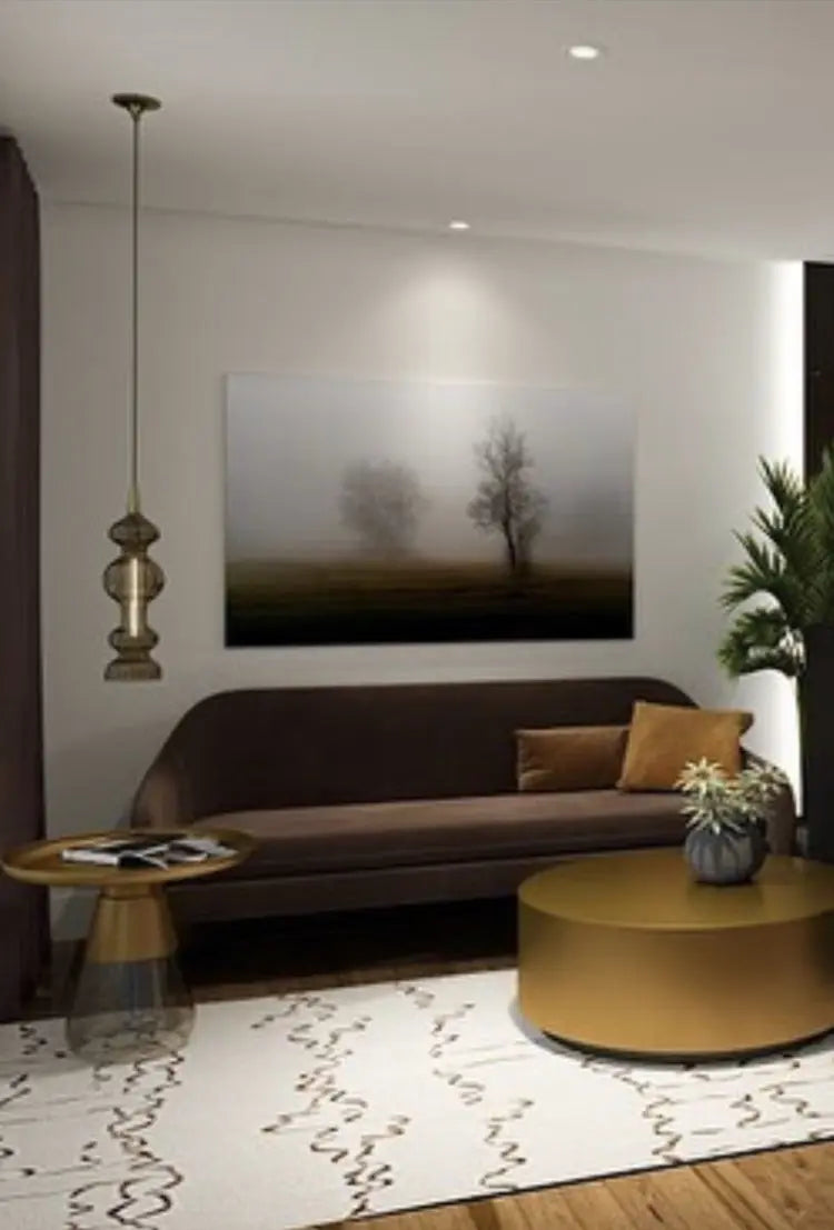Landscape in Umbria displayed in a modern living room interior