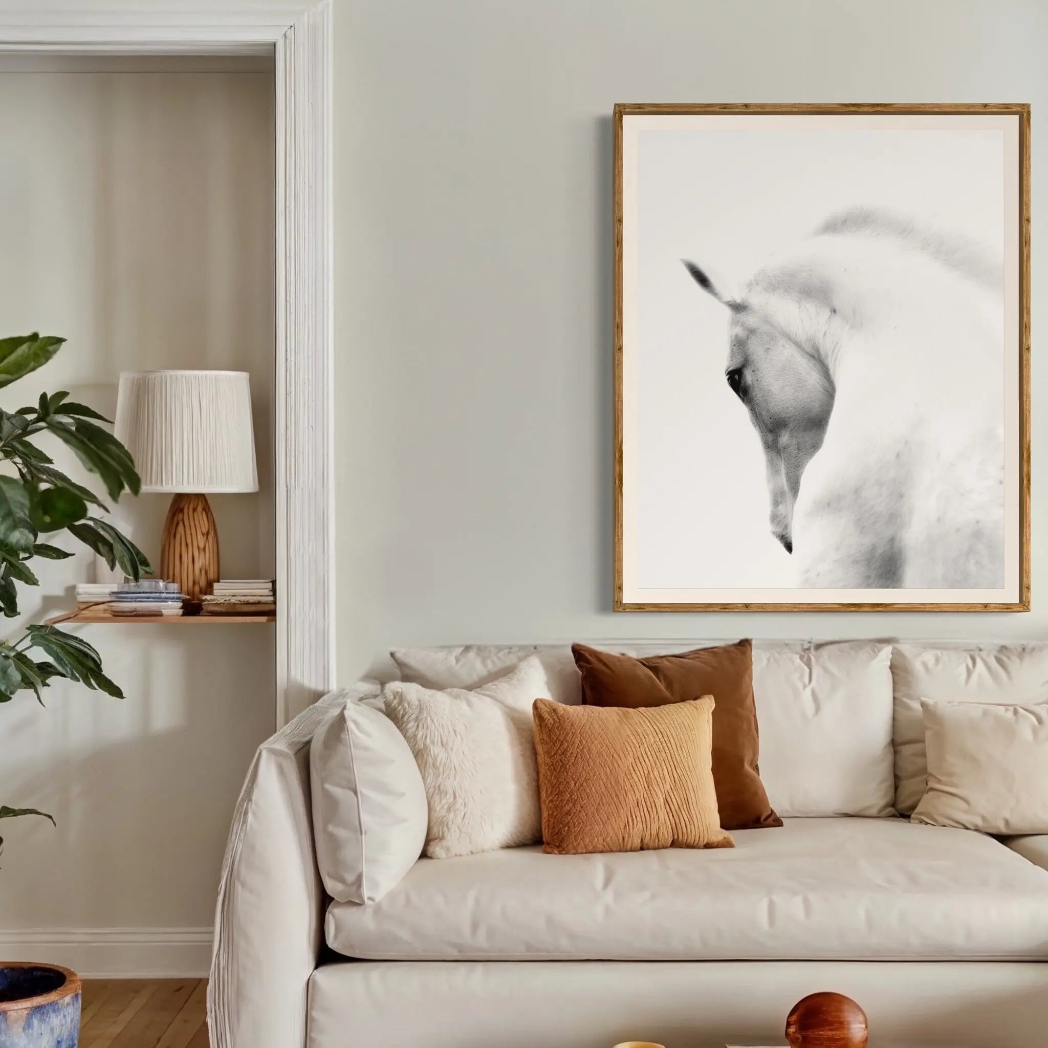 White Stallion Andalusian Horse installed in a luxury residential interior