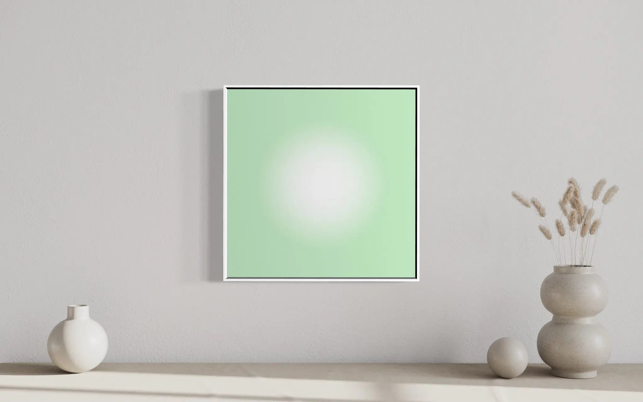 Green Glass Halo by Alejandro Franseschini displayed in a modern living room interior