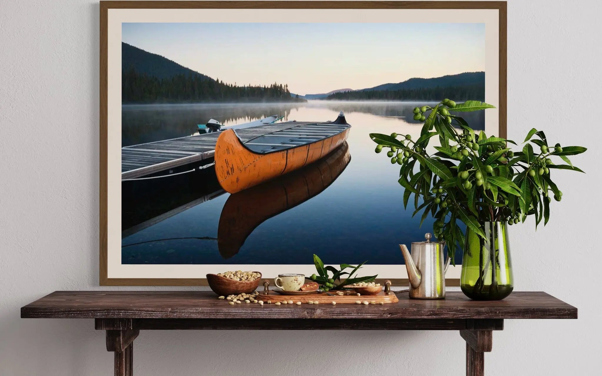 Tranquil Morning at Lake Cascapedia, Quebec featured in an elegant interior space