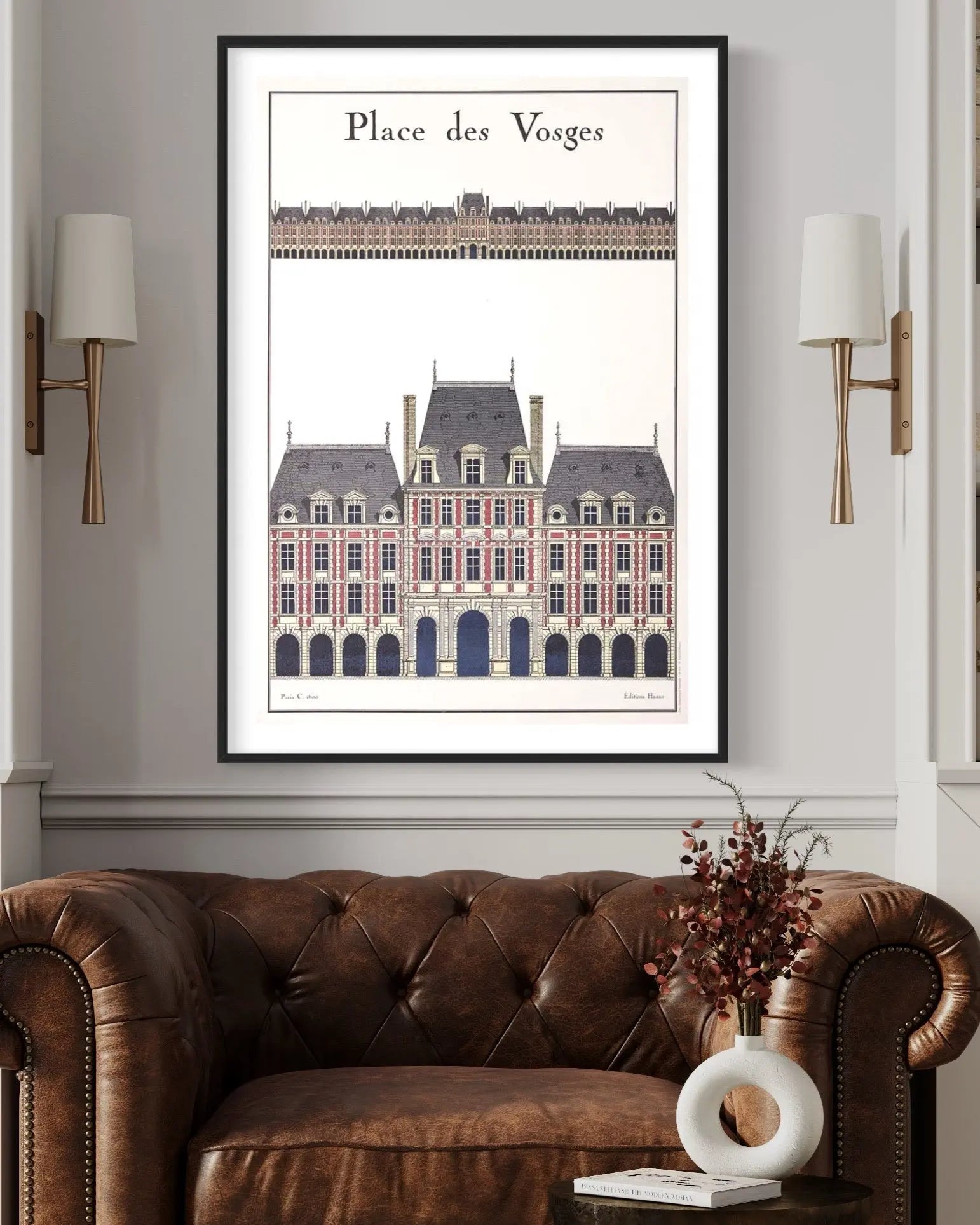 La Place Des Vosges Architectural Drawing styled in a contemporary interior setting
