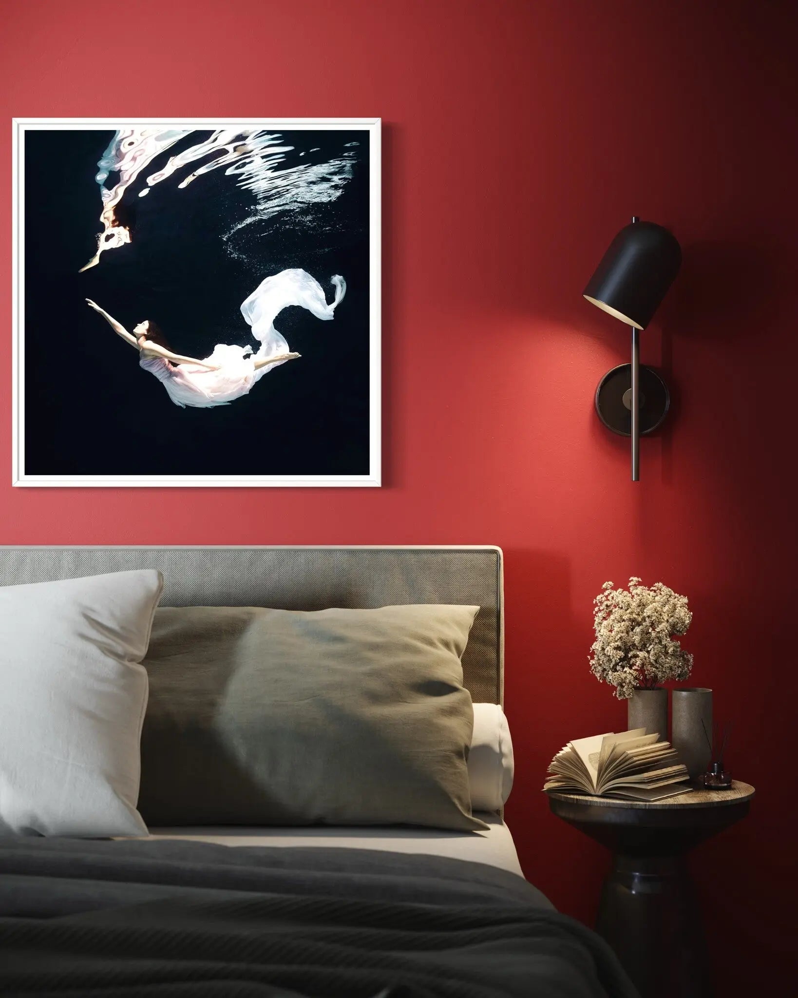 Ballet Dancer Underwater by Henrik Sorensen featured in an elegant interior space