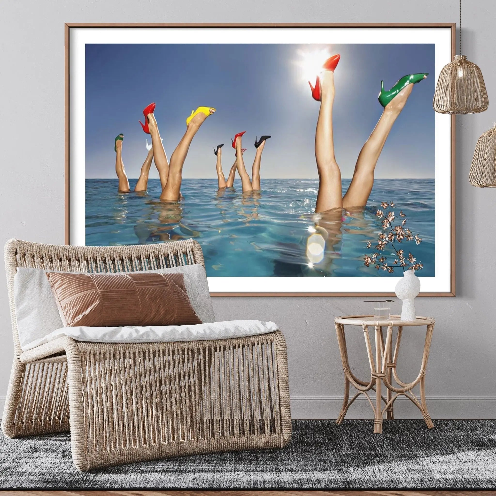 Legs Out of Infinity Pool by Karan Kapoor featured in an elegant interior space