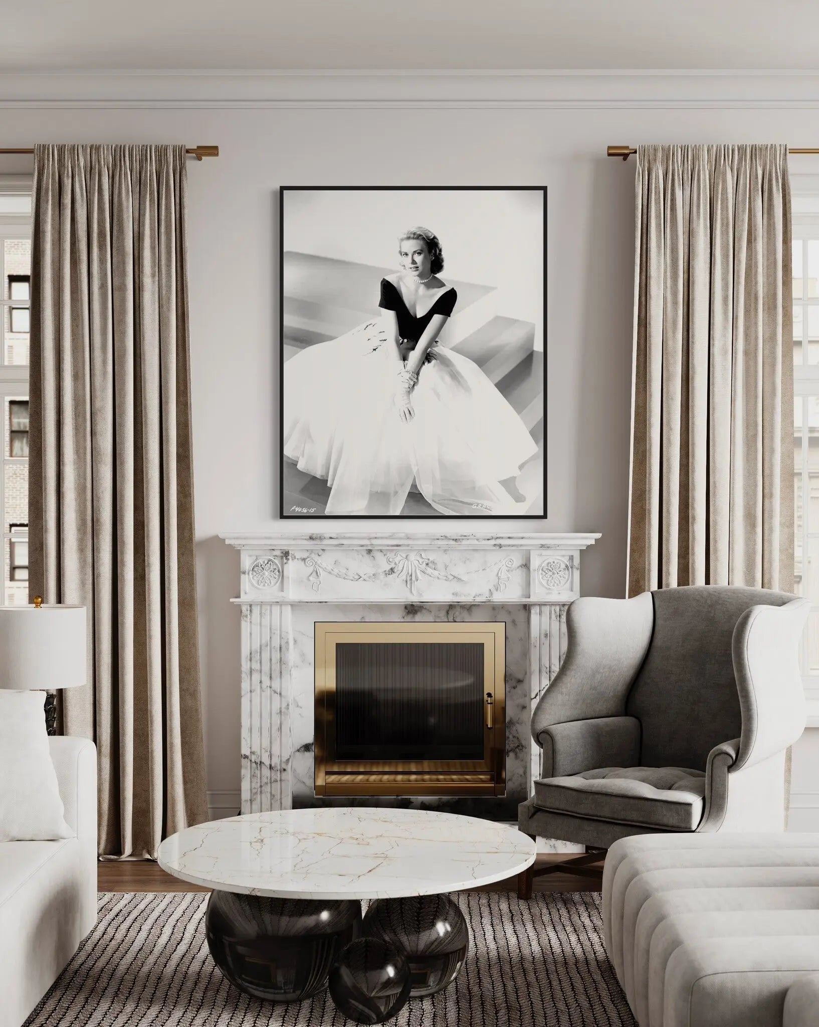 Grace Kelly in Rear Window by Bud Fraker presented in a curated interior design
