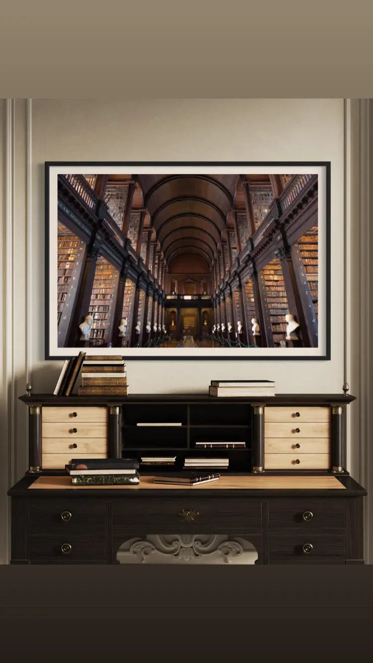 Library At Trinity College In Dublin by F. Koherl showcased in a designer room setting