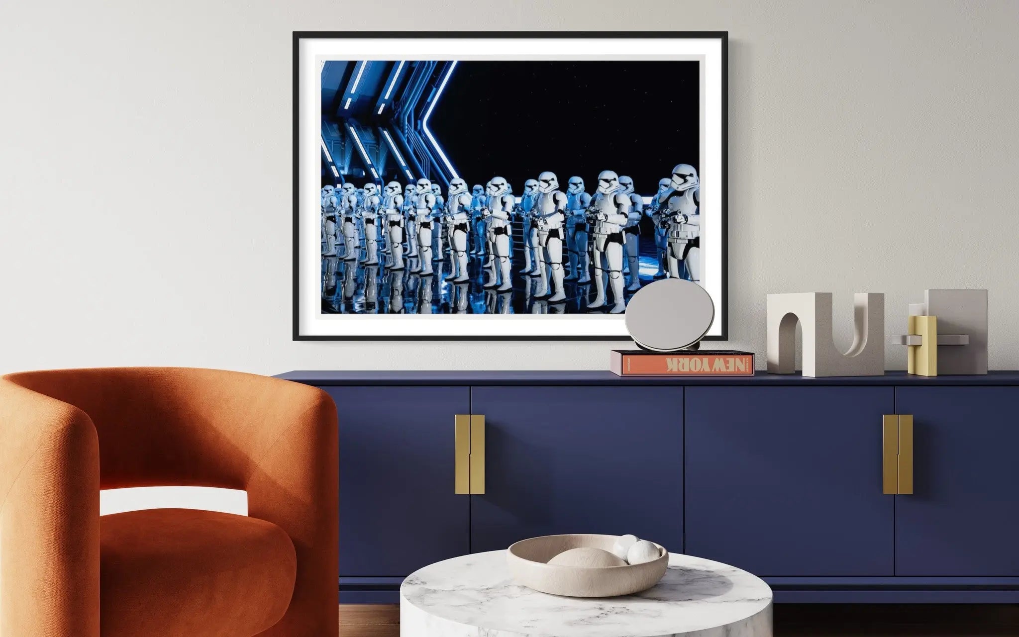 Tk Troopers by B. McGowan displayed in a modern living room interior