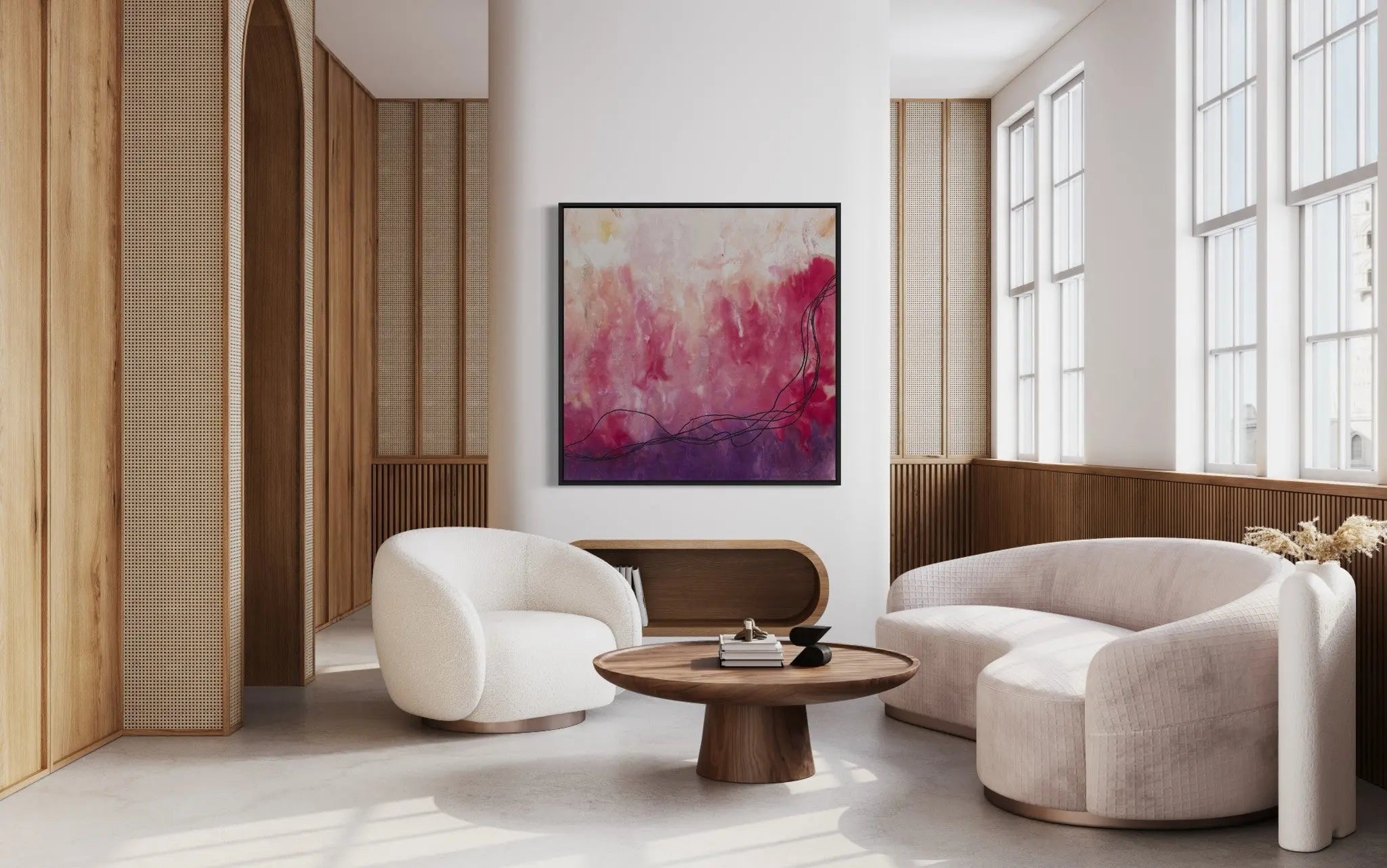 Cuerdas Magenta by Lidia Beiza styled in a contemporary interior setting