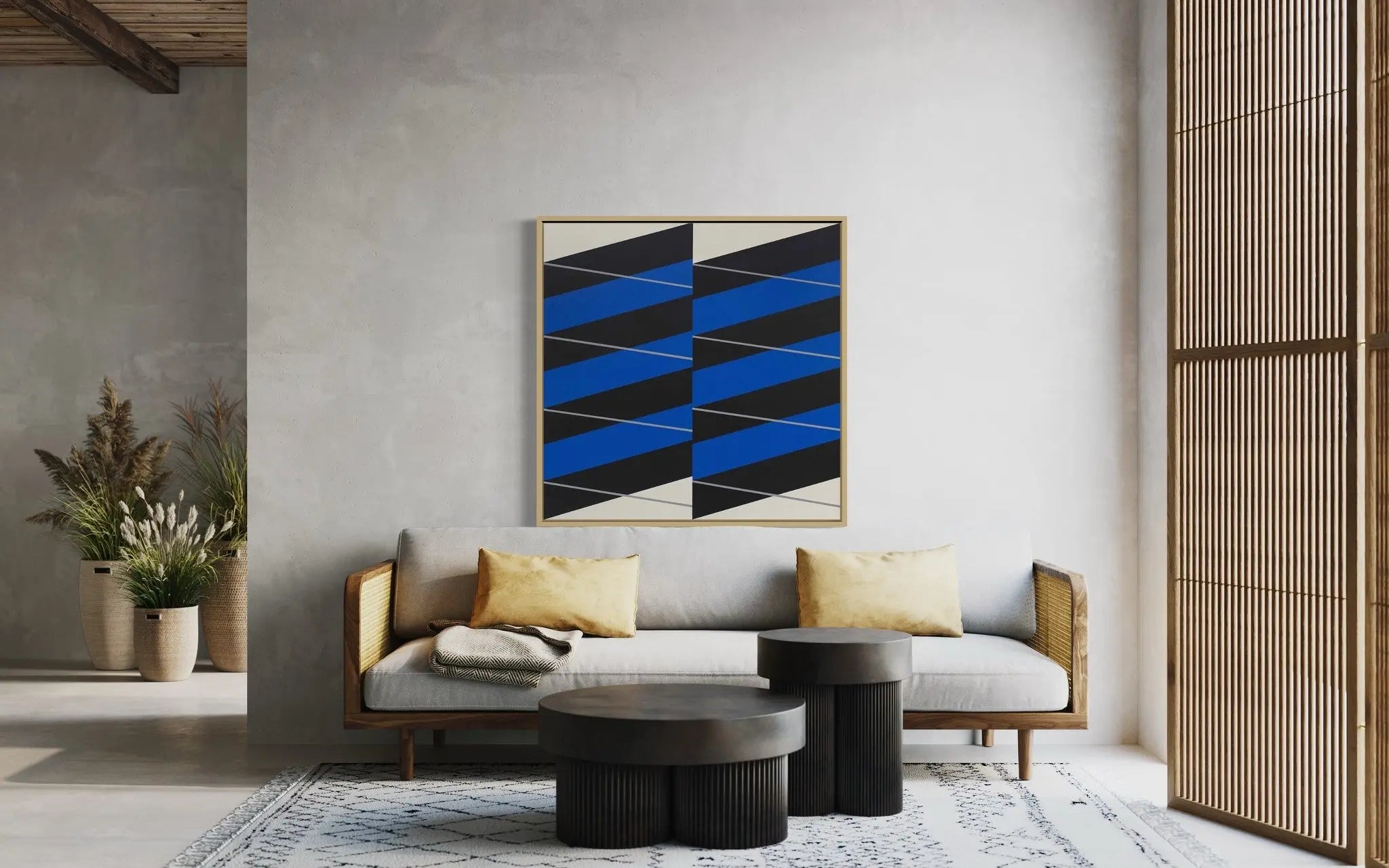 Stripes #04 by Rodrigo Martin showcased in a designer room setting