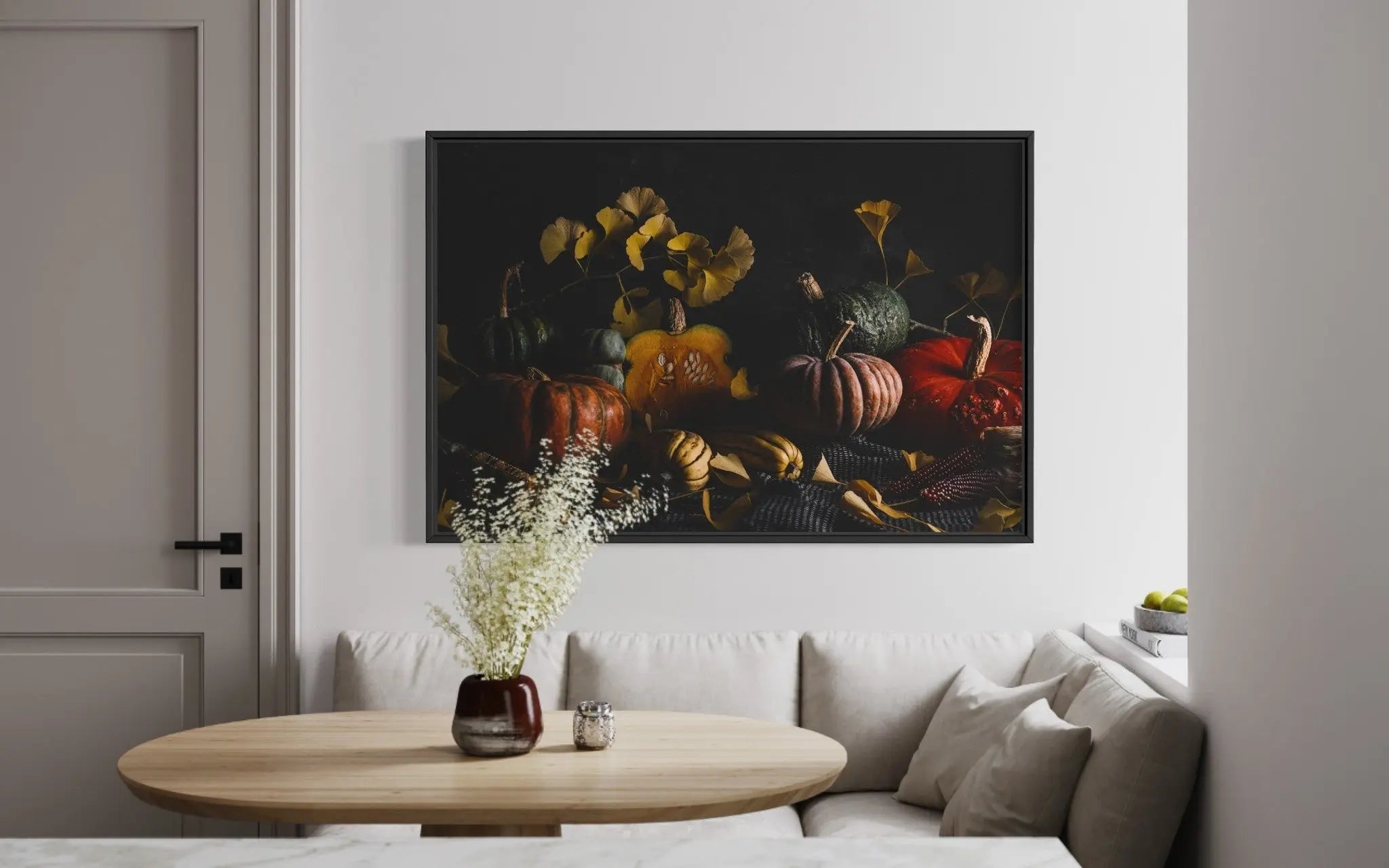 Winter Squash Tableau by Jed Gordon-Moran displayed in a modern living room interior