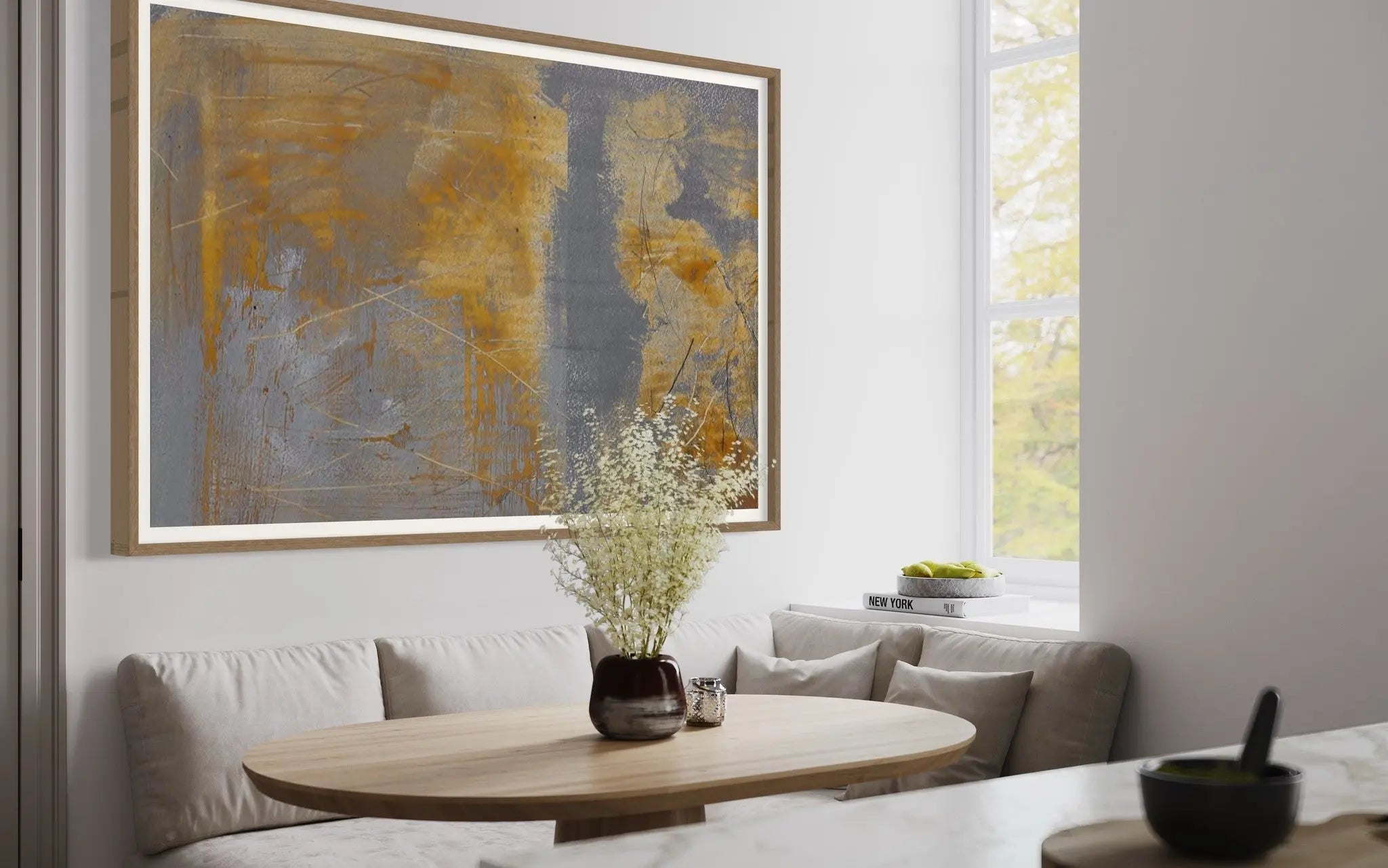 Cartografia by Evelyn Ogly displayed in a modern living room interior