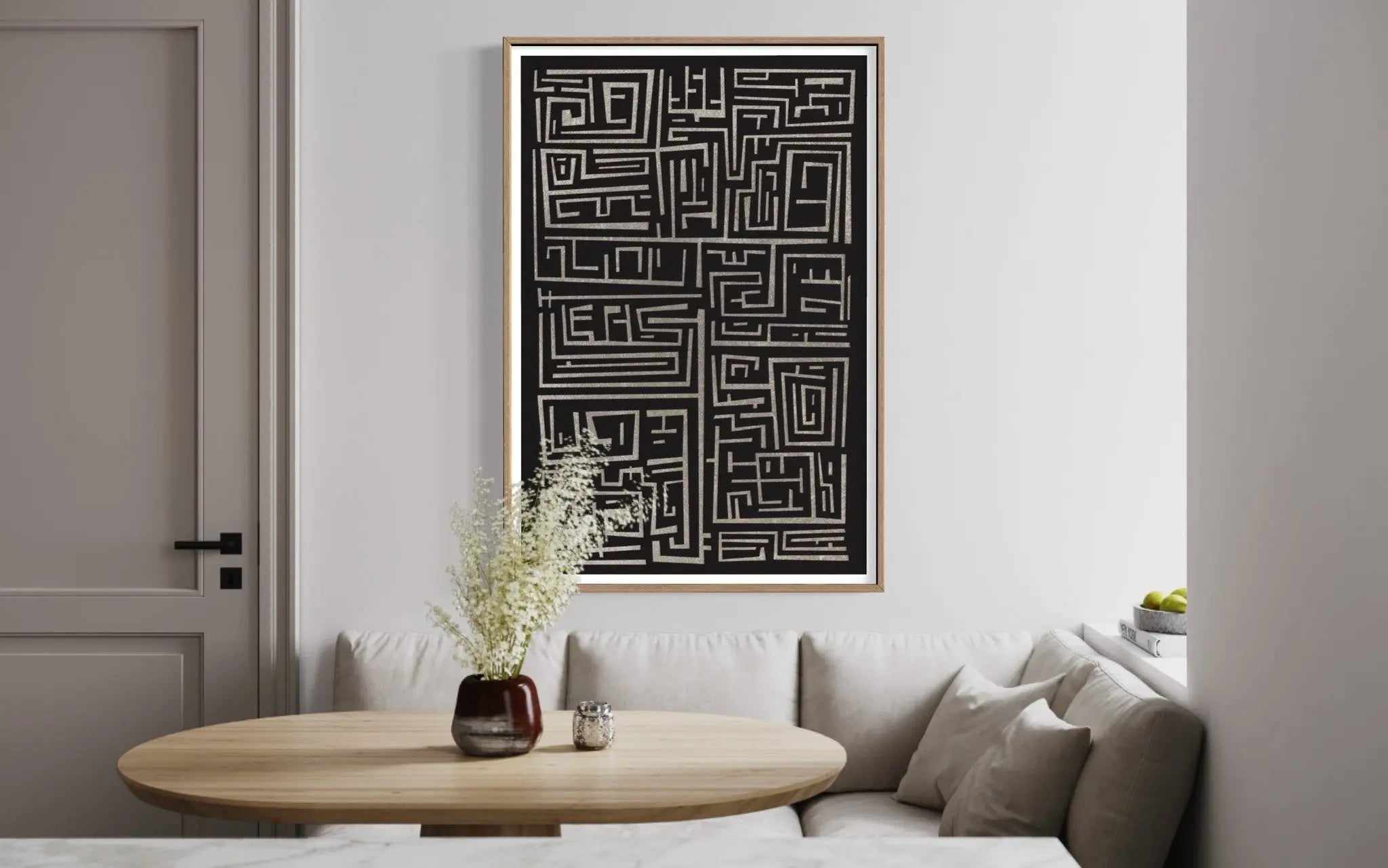 Labyrinth 2 by Alejandro Franseschini showcased in a designer room setting