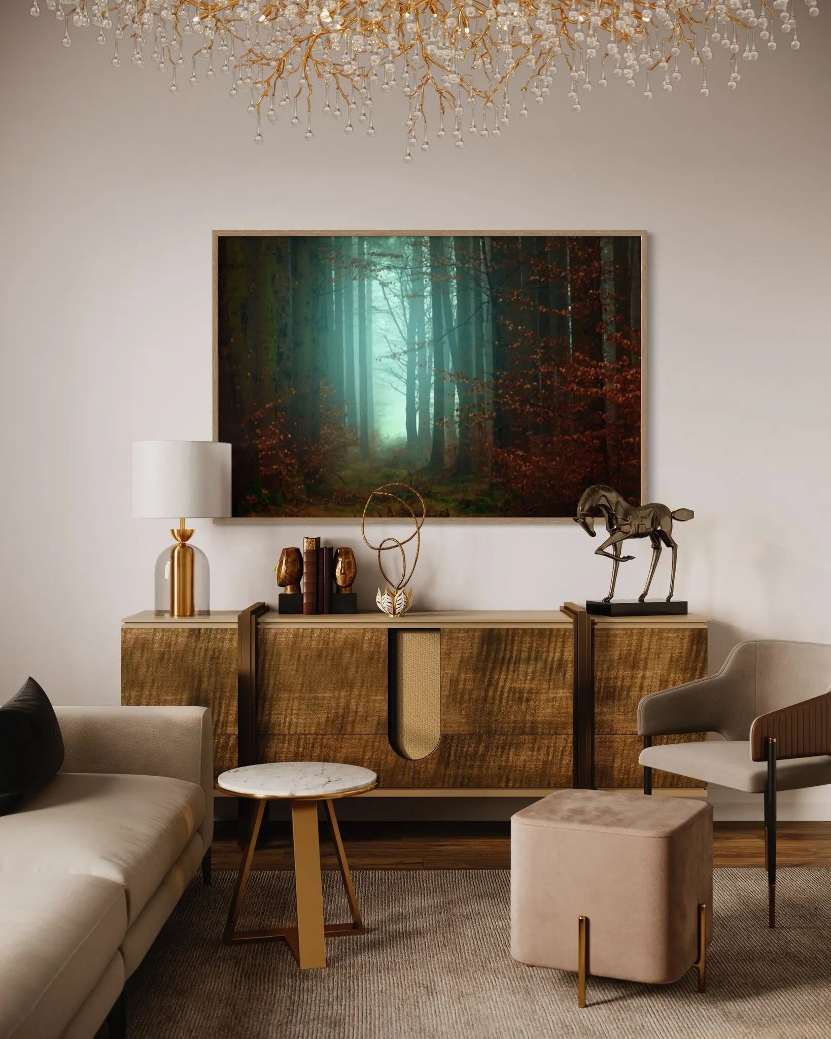 Springtime Woods by Johan Plenio showcased in a designer room setting