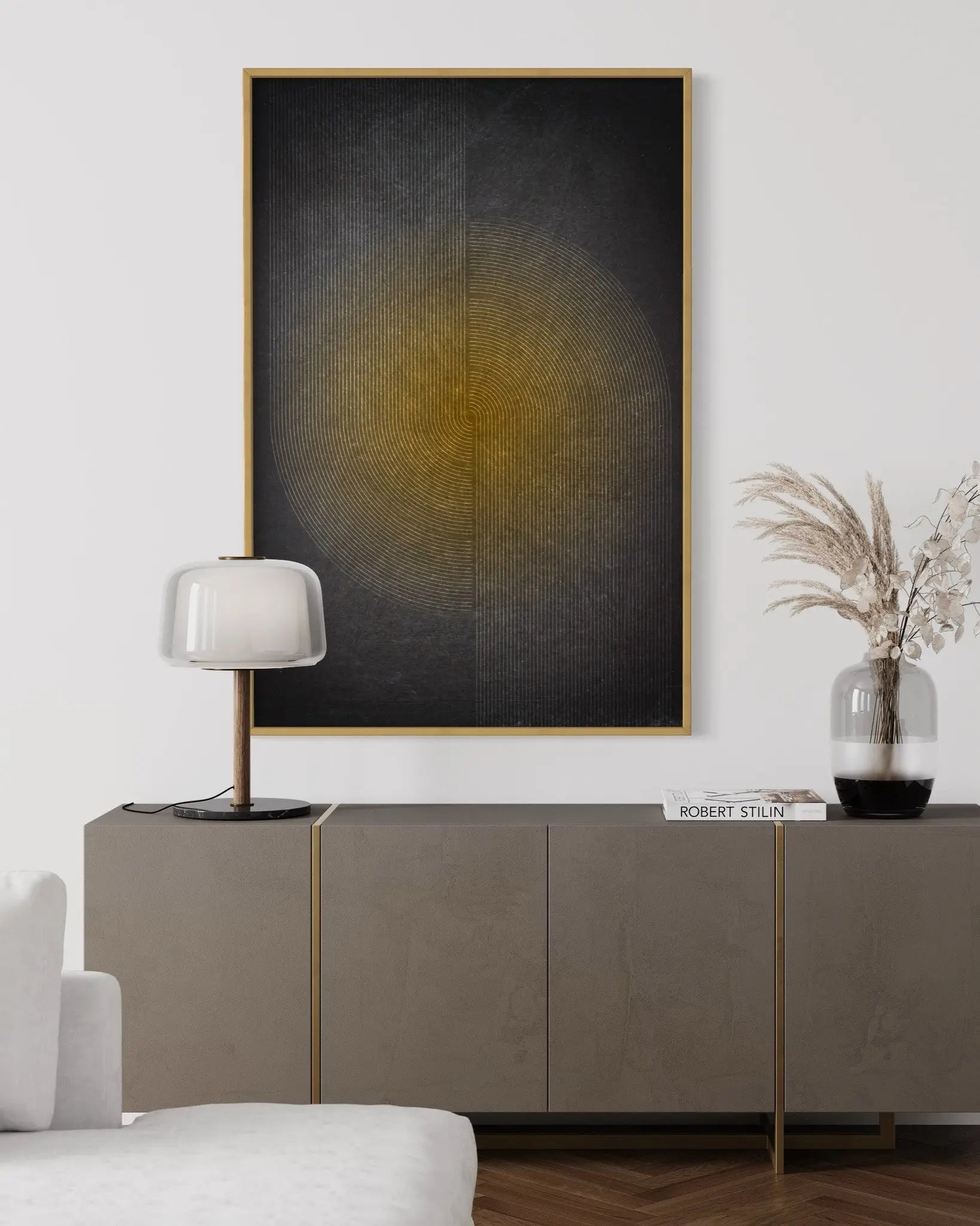 The Golden Rule by Alejandro Franseschini displayed in a modern living room interior