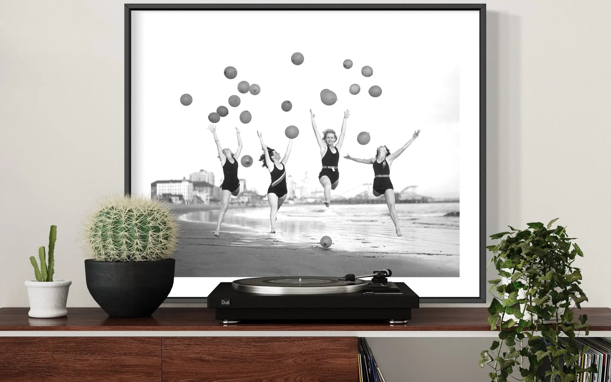 Balloon Dancers on Long Beach by Bettmann featured in an elegant interior space