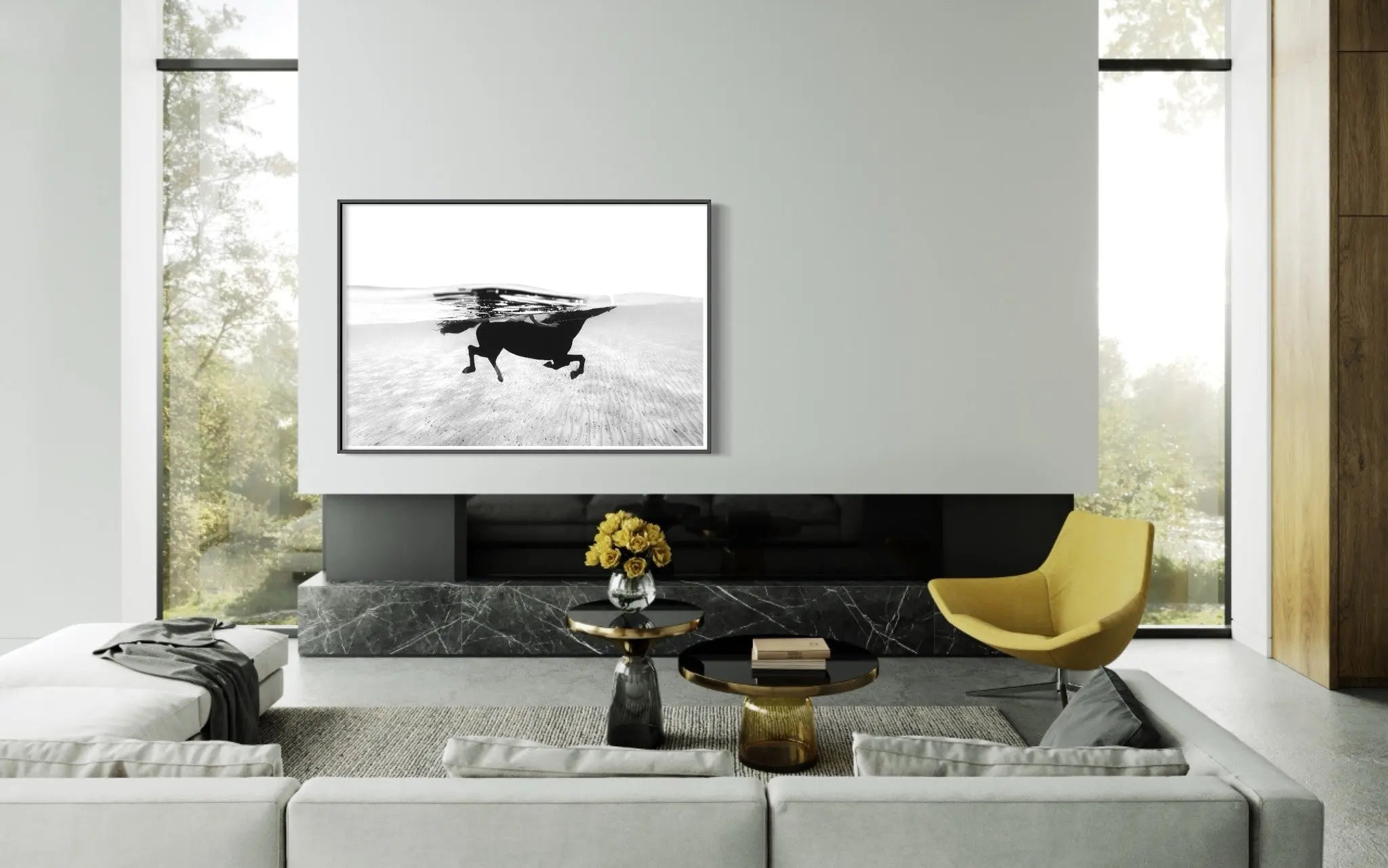Black Horse by Enric Gener featured in an elegant interior space