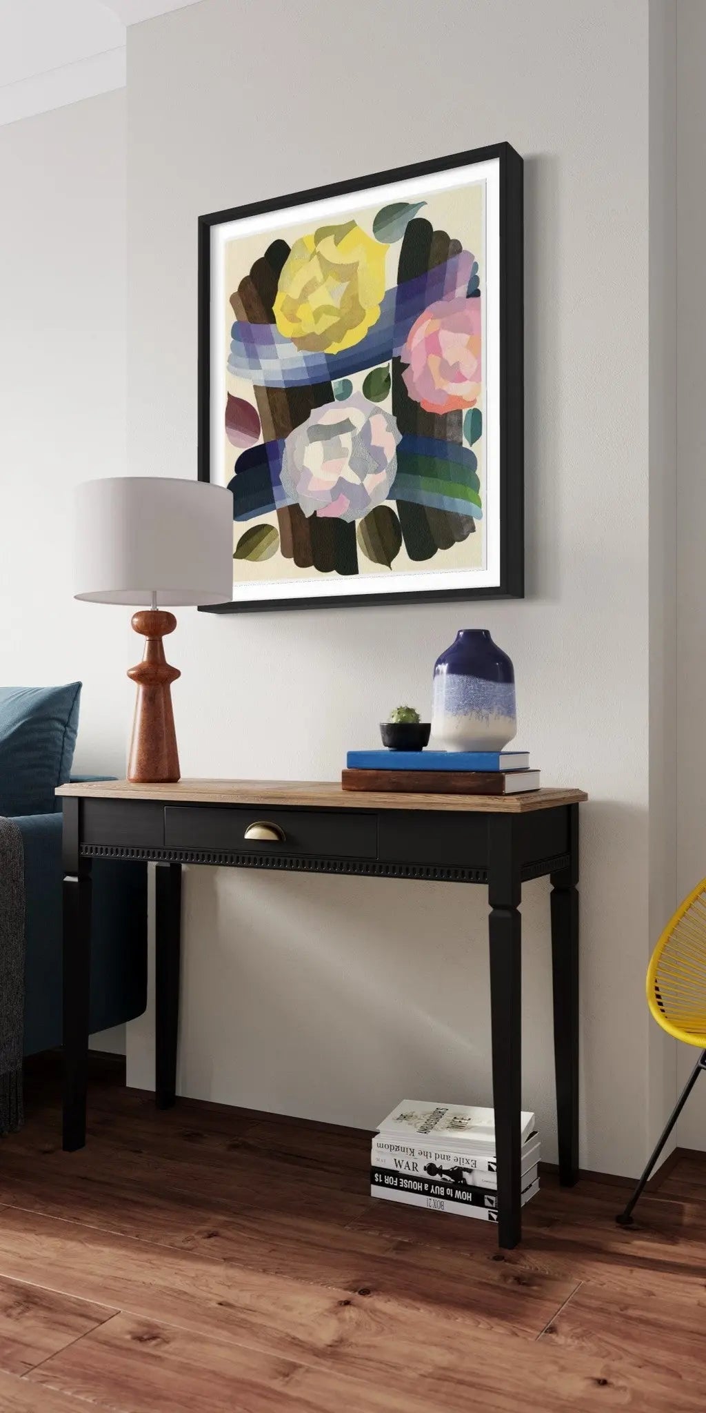 Deco Roses In Yellow And Pink by Edouard Benedictus styled in a contemporary interior setting