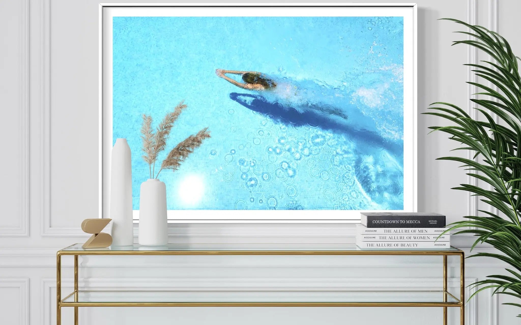 Woman Diving in Swimming Pool by Estend61 styled in a contemporary interior setting