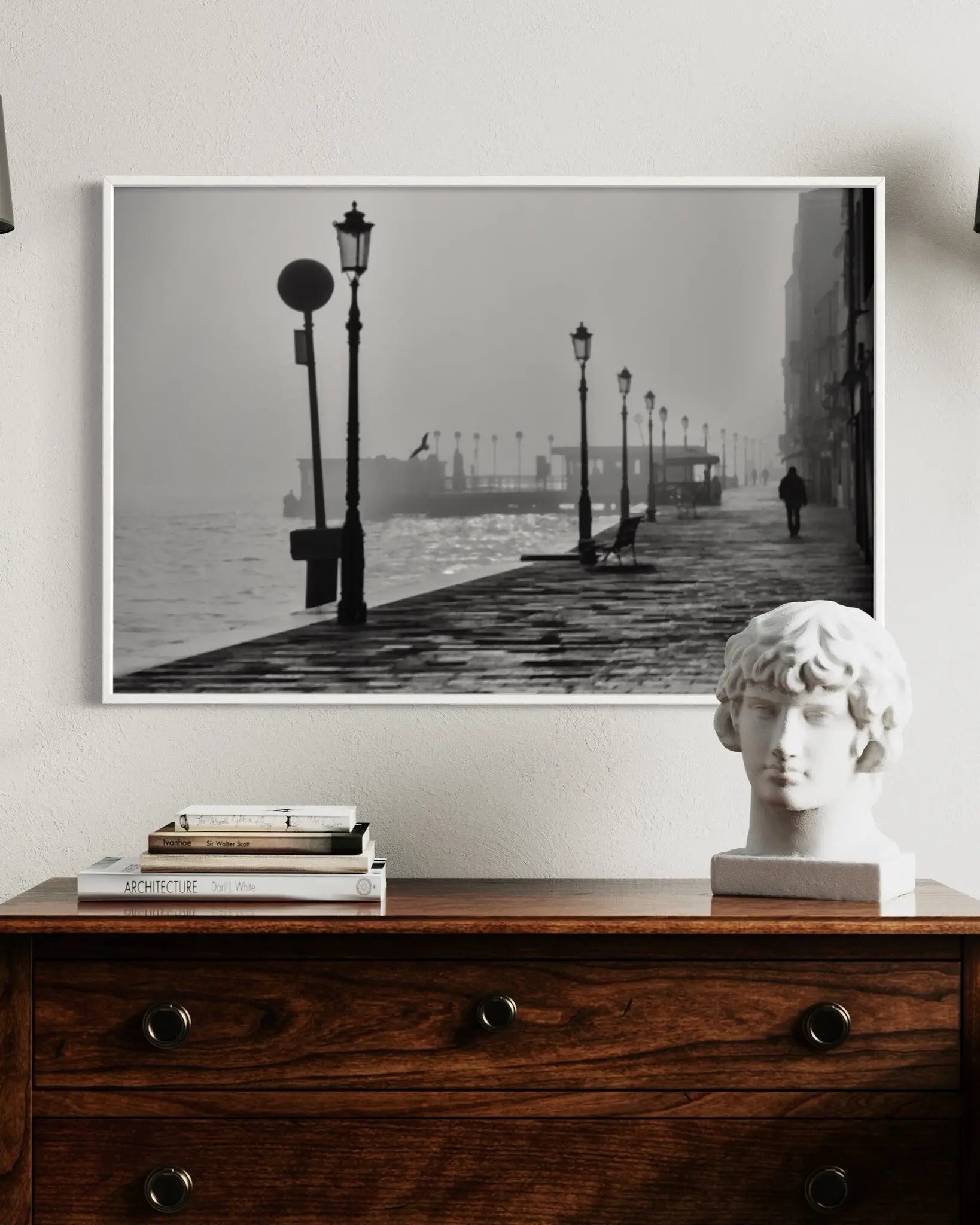 Morning Fog in Venice showcased in a designer room setting