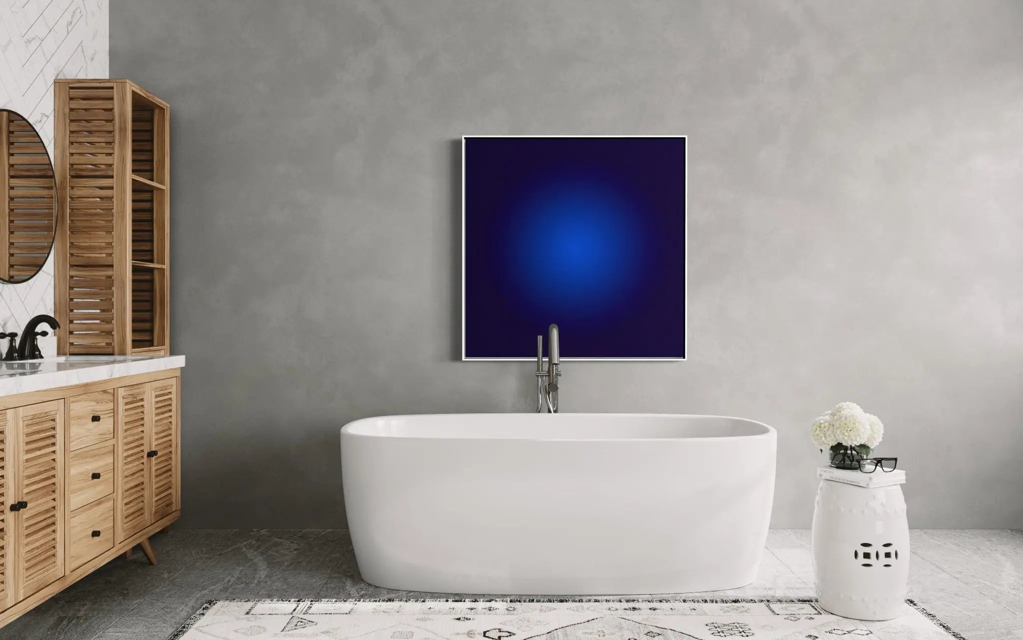 Cobalt Blue Halo by Alejandro Franseschini styled in a contemporary interior setting