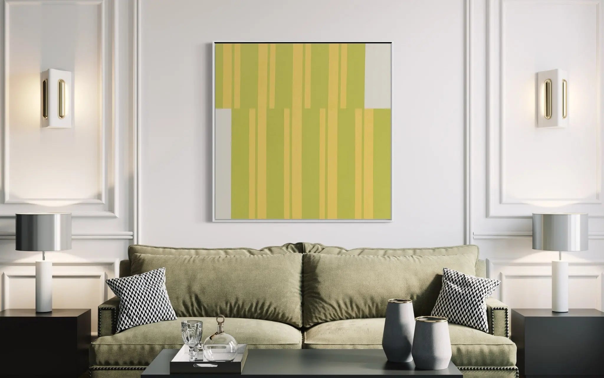 Stripes #01 by Rodrigo Martin styled in a contemporary interior setting