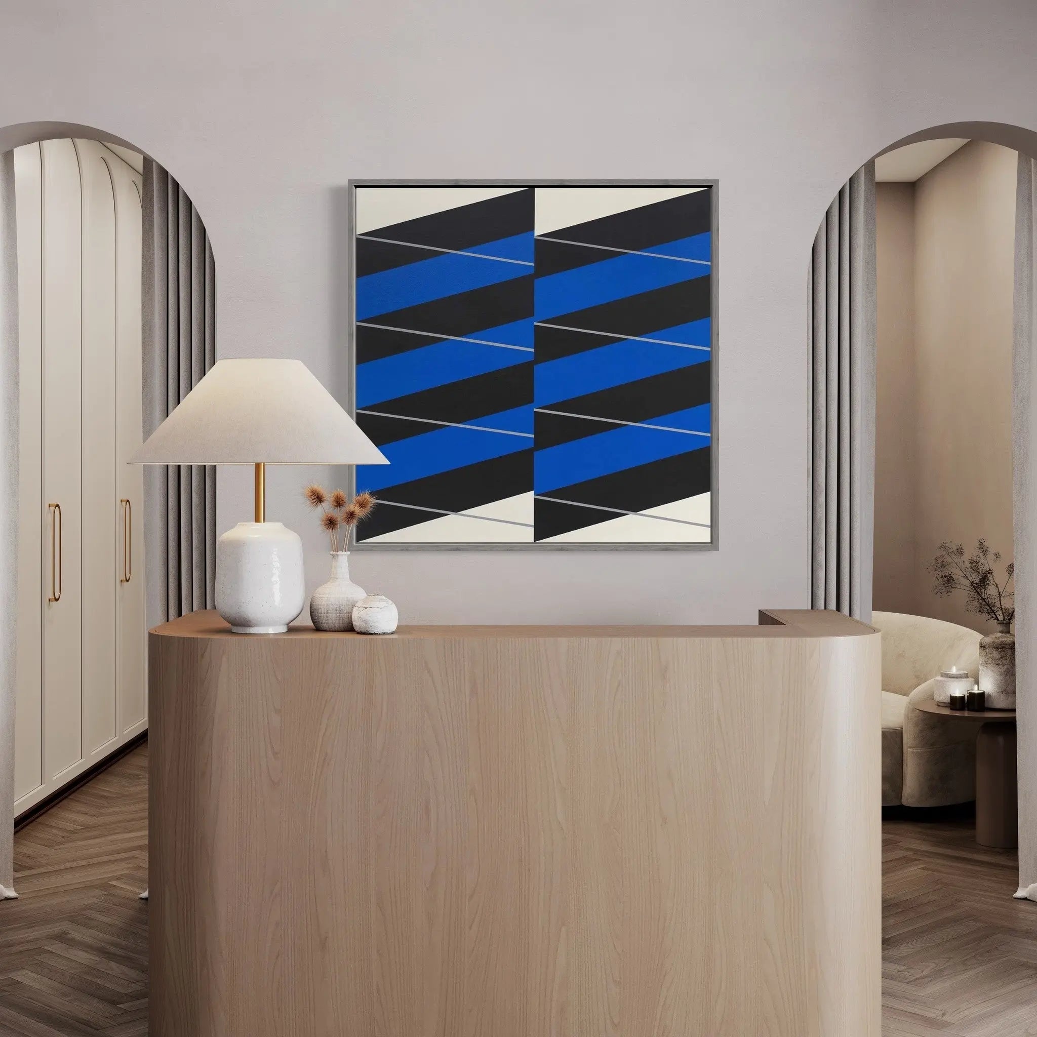 Stripes #04 by Rodrigo Martin styled in a contemporary interior setting