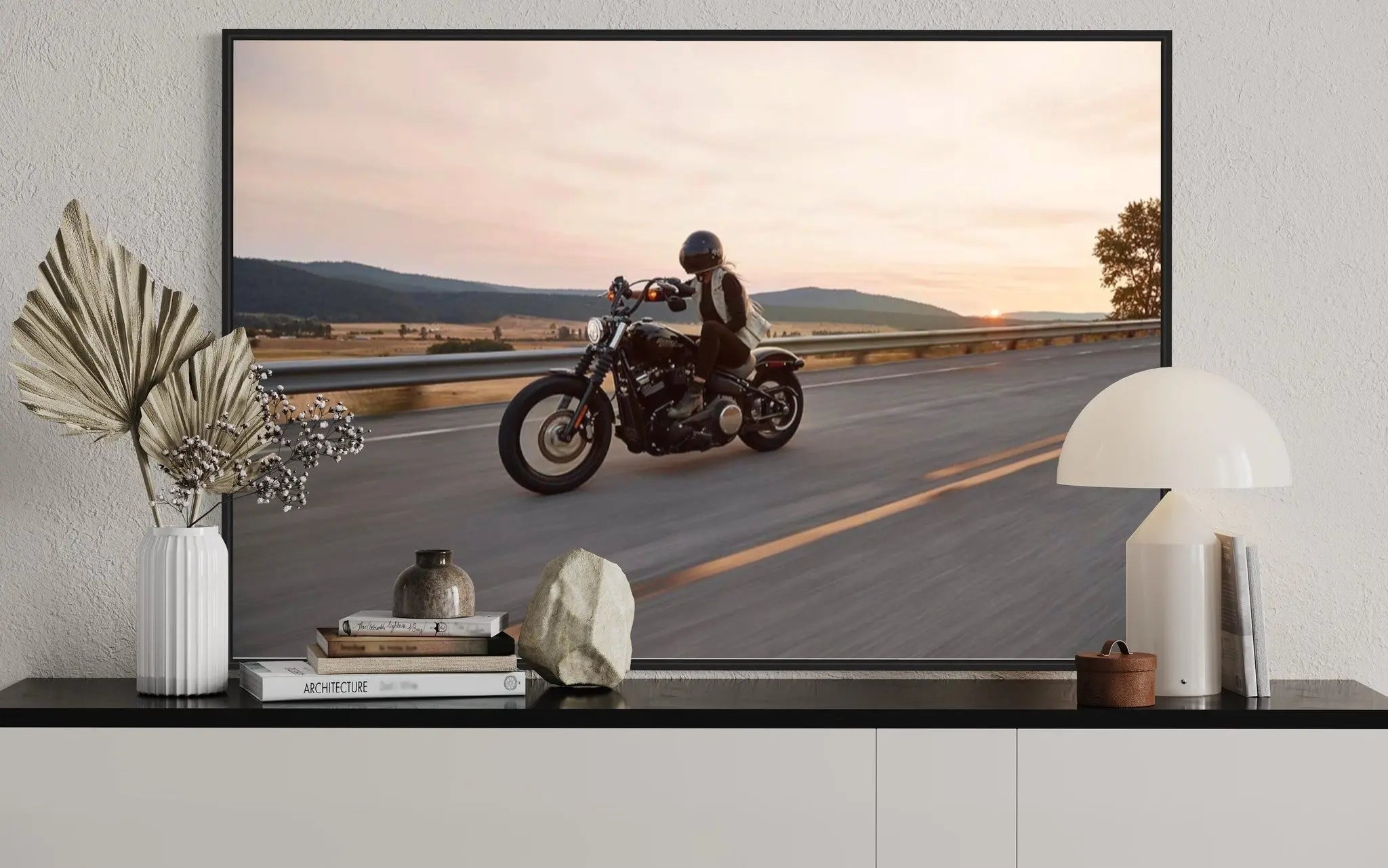 Easy Harley Rider by N. David displayed in a modern living room interior