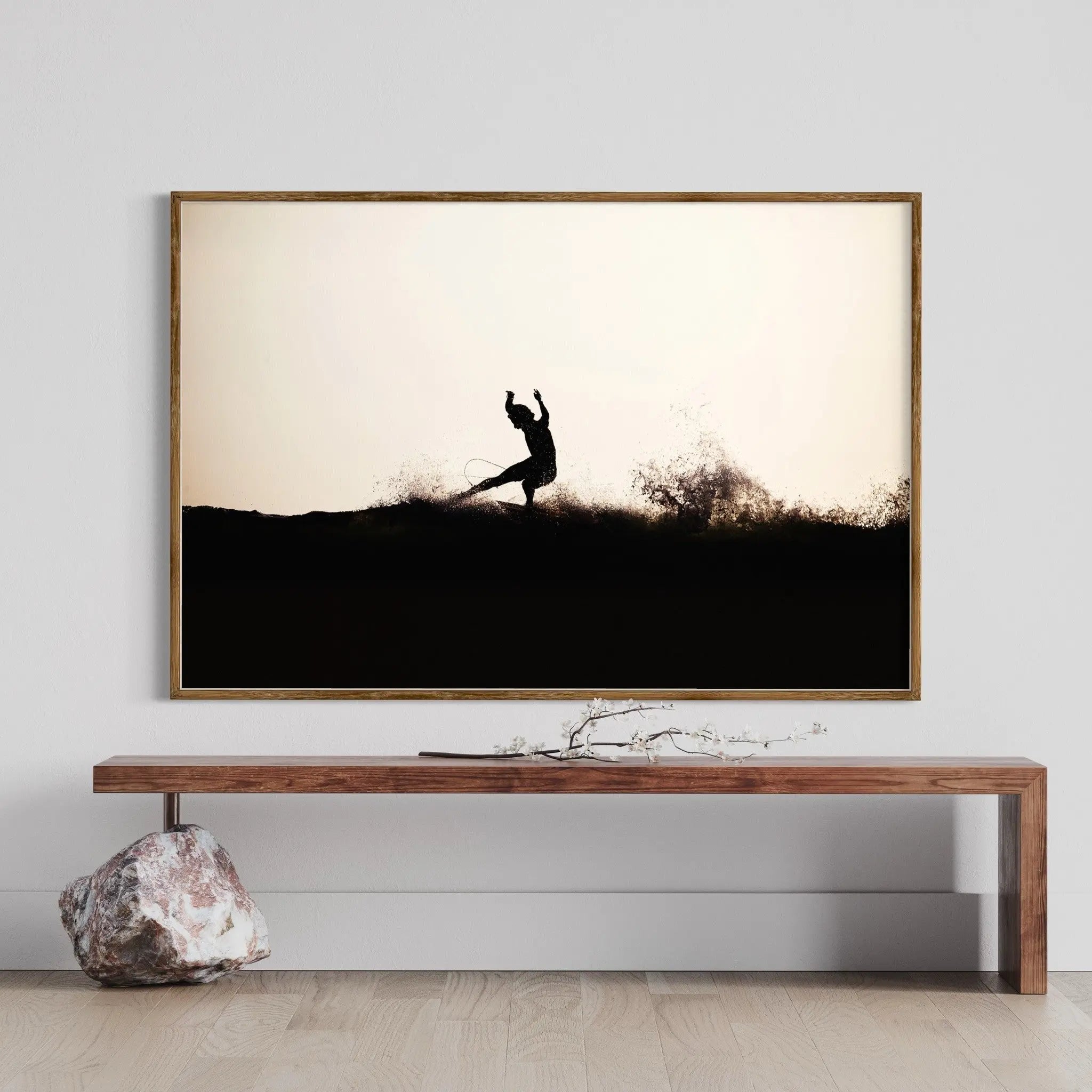 On the Edge by Enric Gener displayed in a modern living room interior