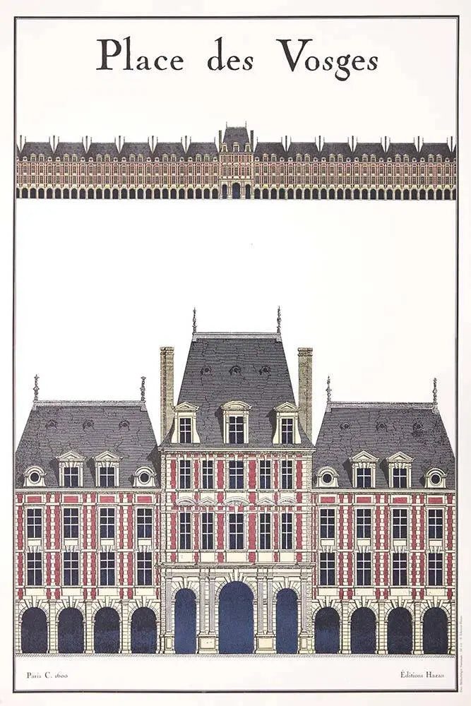 La Place Des Vosges Architectural Drawing, fine art paper print, The Picturalist