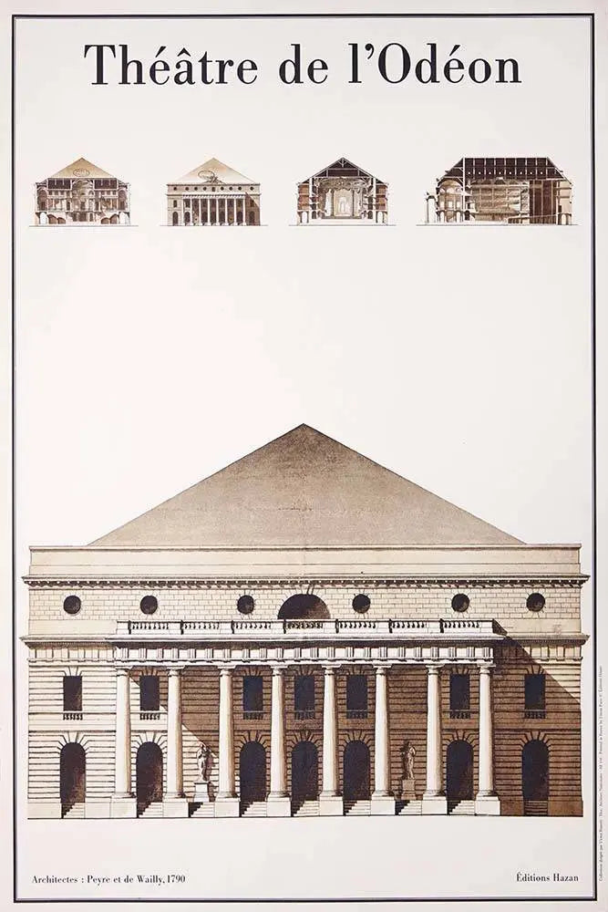 Le Theatre De L'Odeon Architectural Drawings, fine art paper print, The Picturalist