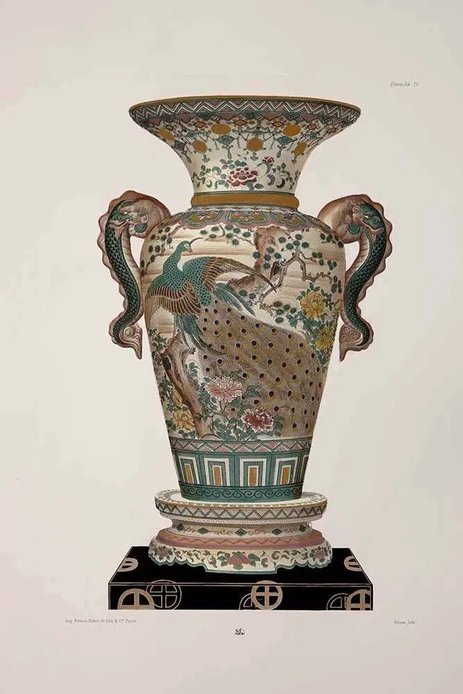 Chinese Vase In Green And Pink, fine art paper print, The Picturalist