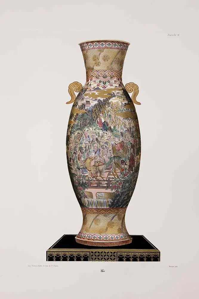 Chinese Vase in Gold and Pink, fine art paper print, The Picturalist