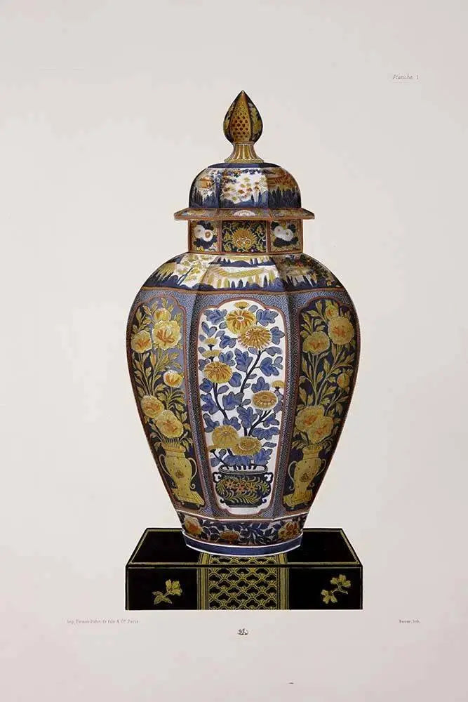 Chinese Vase In Blue And Yellow, fine art paper print, The Picturalist