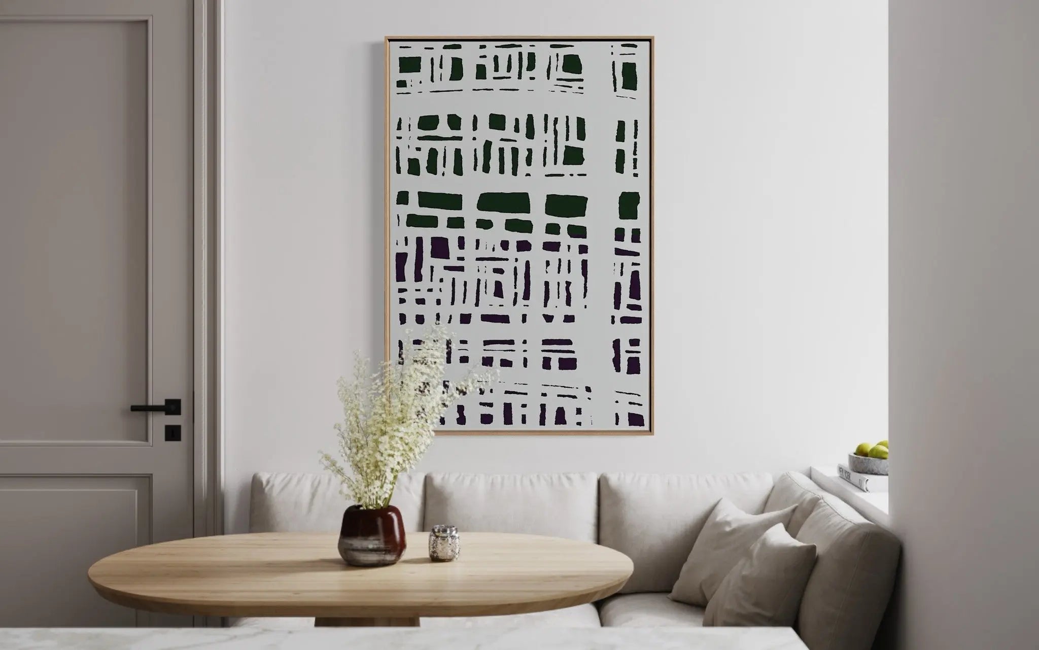Scriptures by Alejandro Franseschini displayed in a modern living room interior