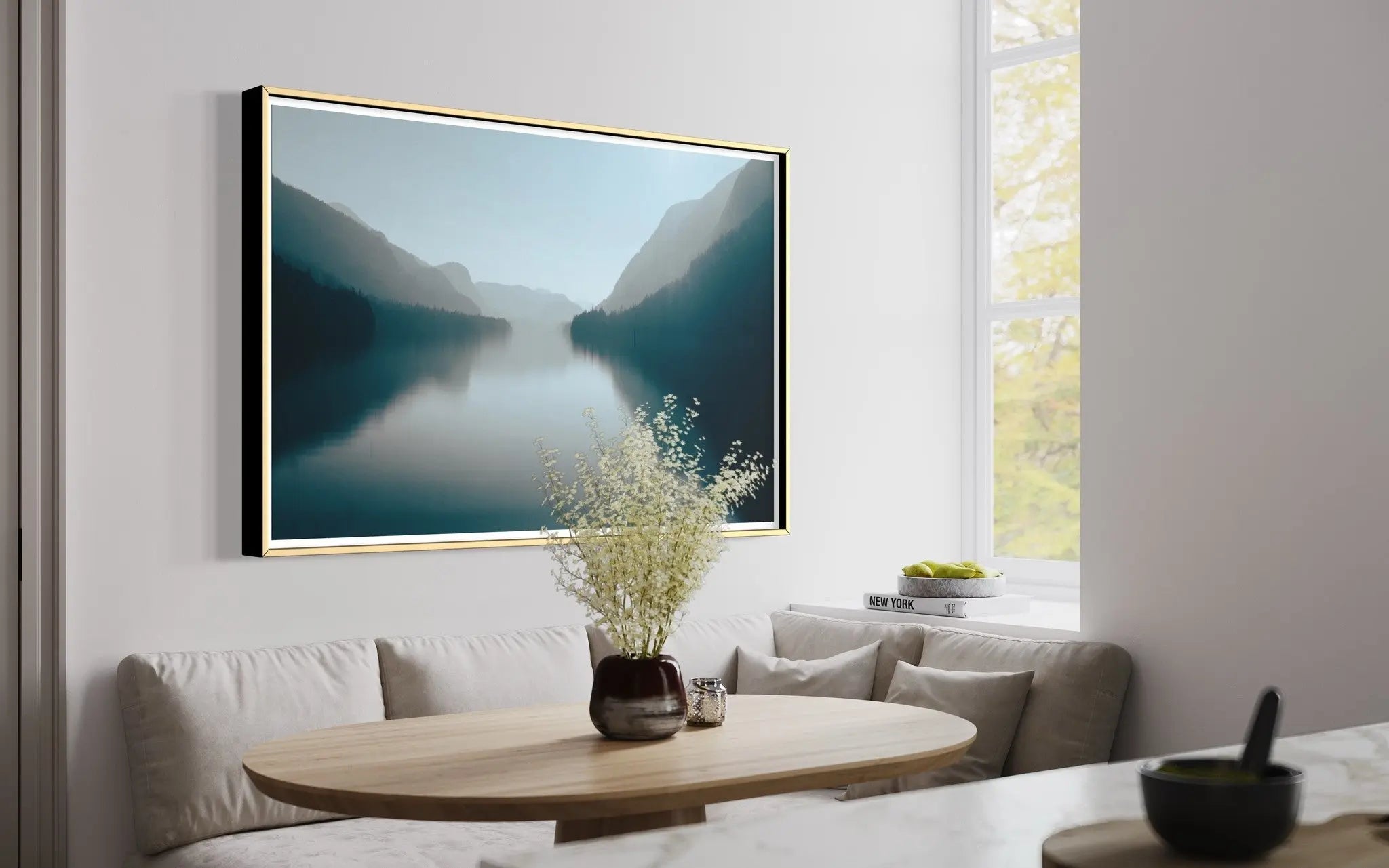 Stillness by Karen Thom showcased in a designer room setting