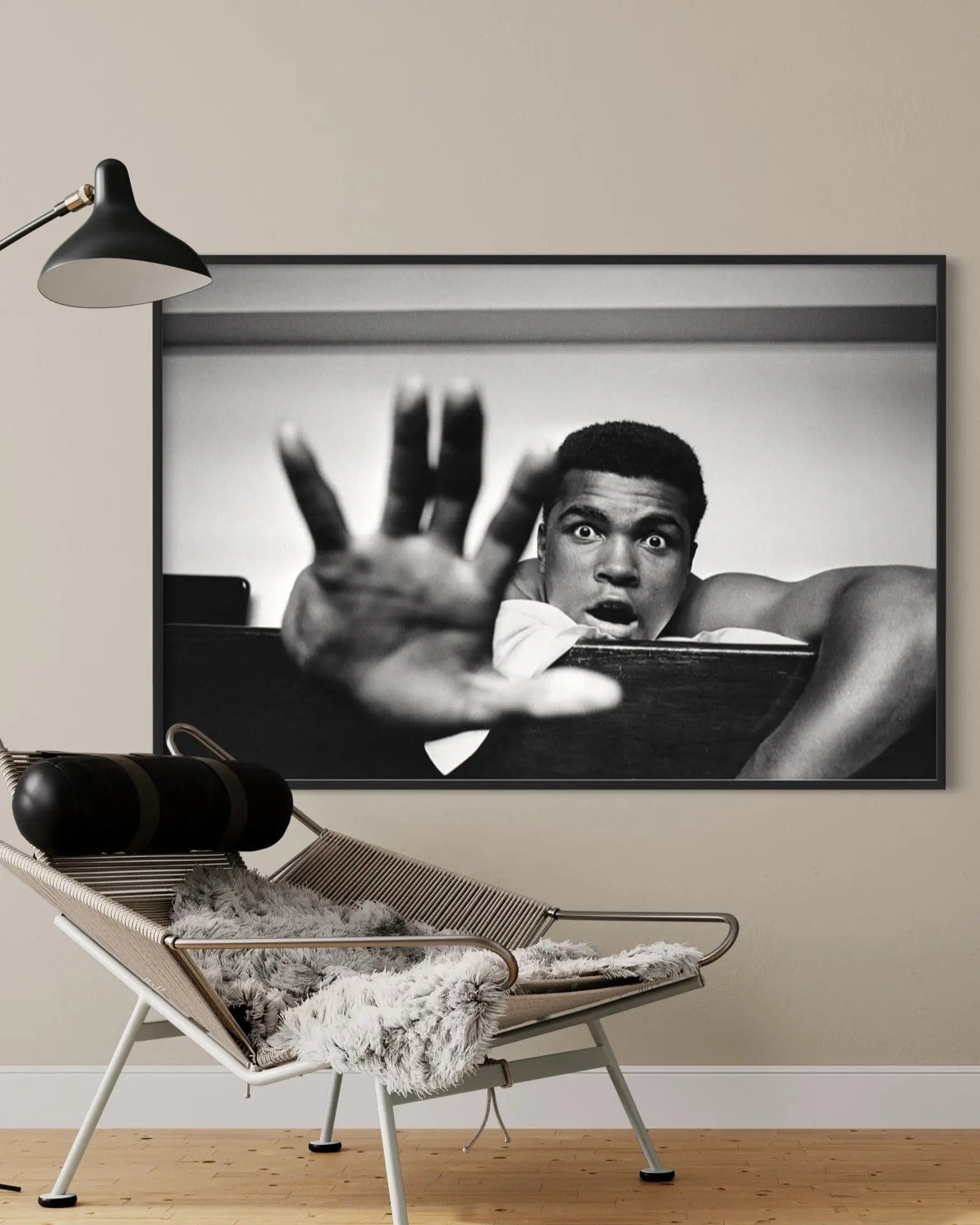 Give Me Five by Len Trievnor displayed in a modern living room interior
