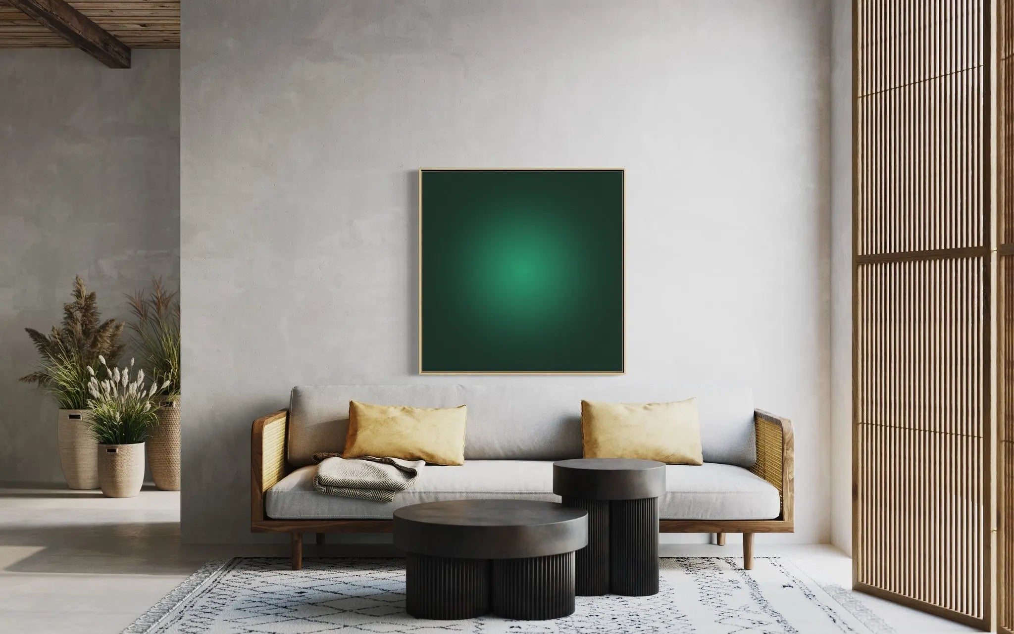 Emerald Halo by Alejandro Franseschini displayed in a modern living room interior