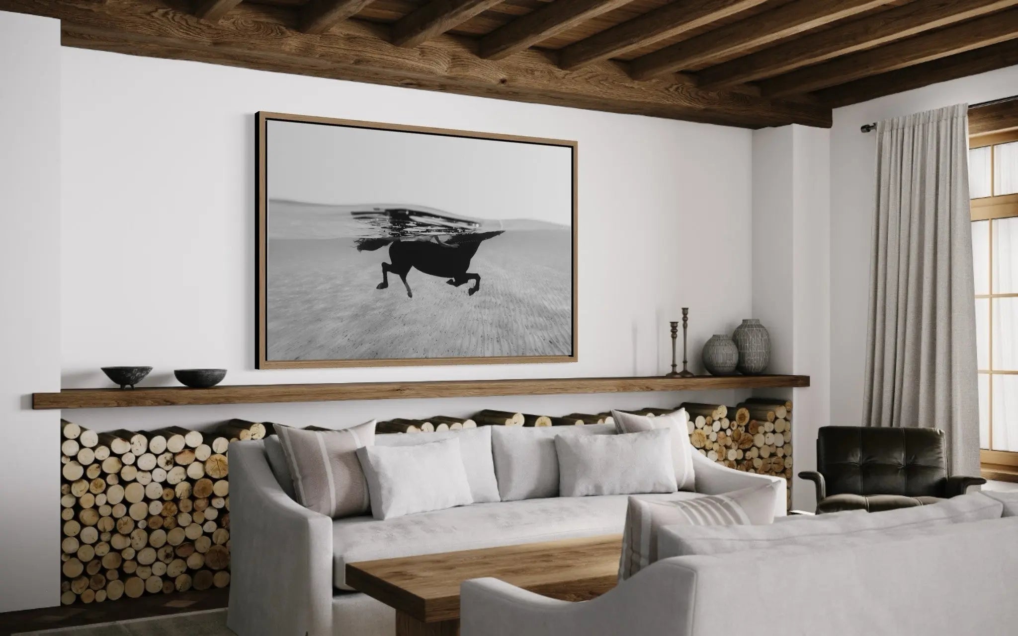 Swimming With A Horse by Enric Gener showcased in a designer room setting